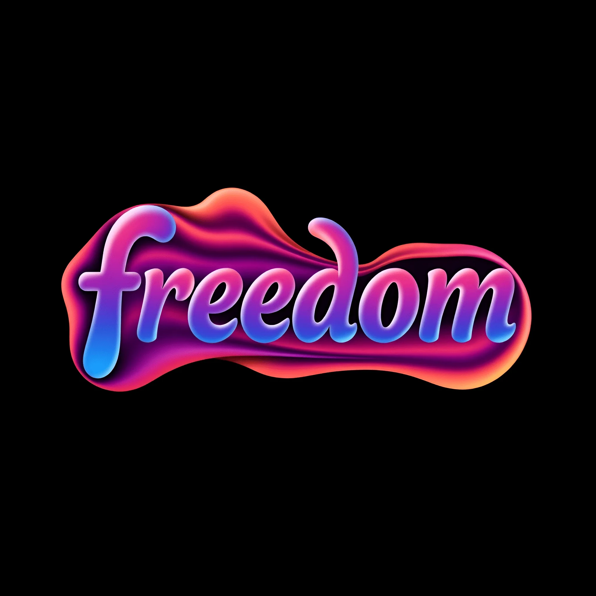 Freedom Text In Script Transparent Image Colorful Freedom Typography - Free Download - AI Scribbles
