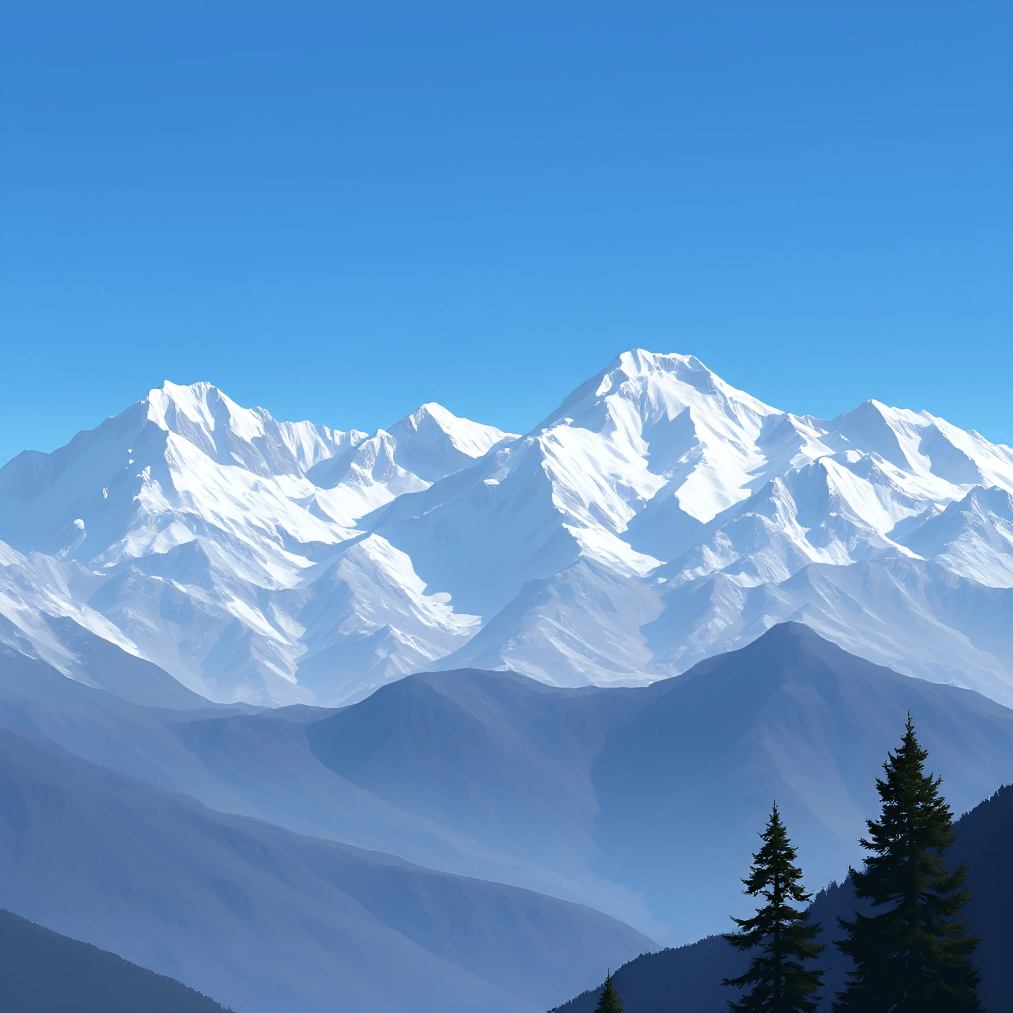 Snow-Capped Mountain Range Under Clear Blue Sky - Free Download - AI ...