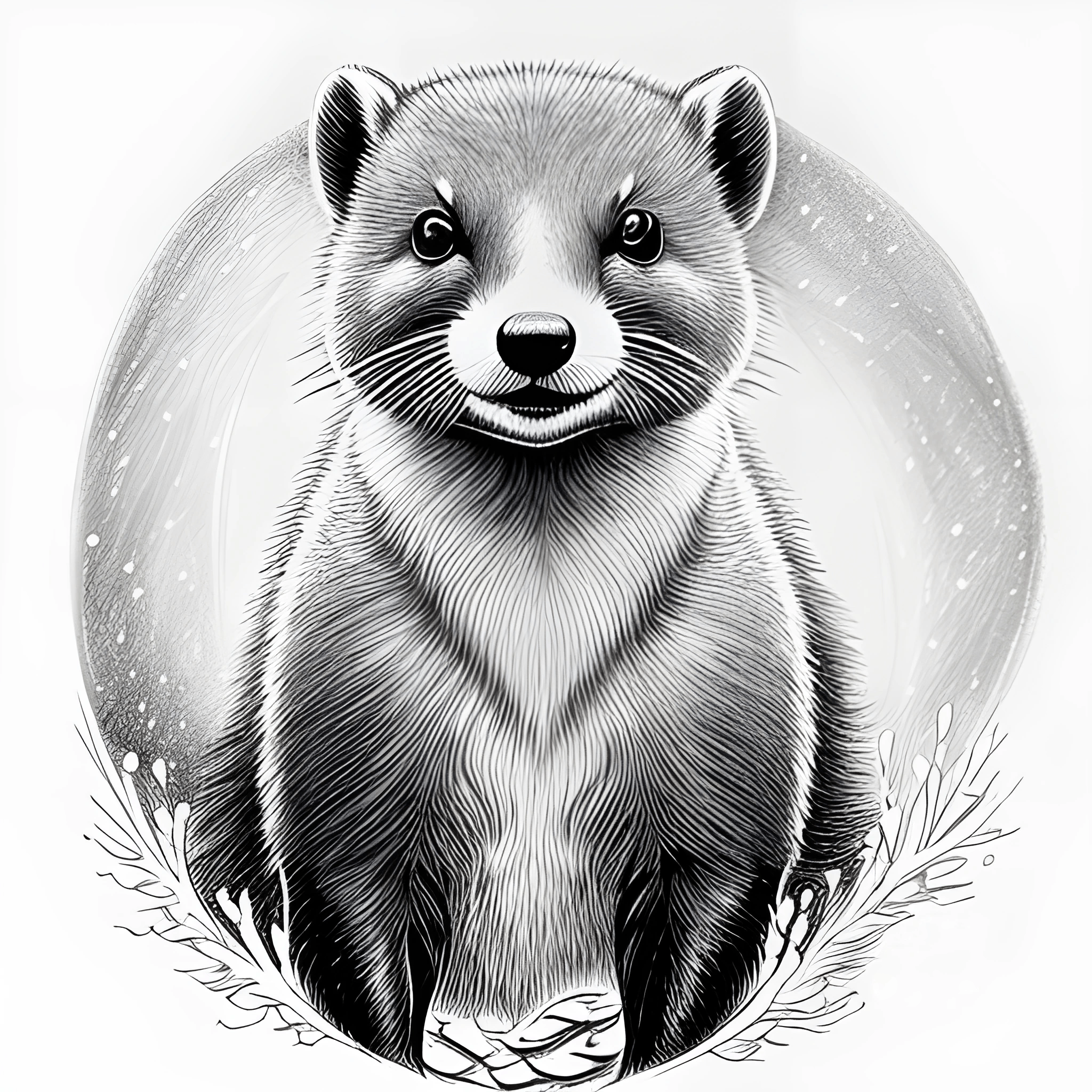 a black and white drawing of a small animal