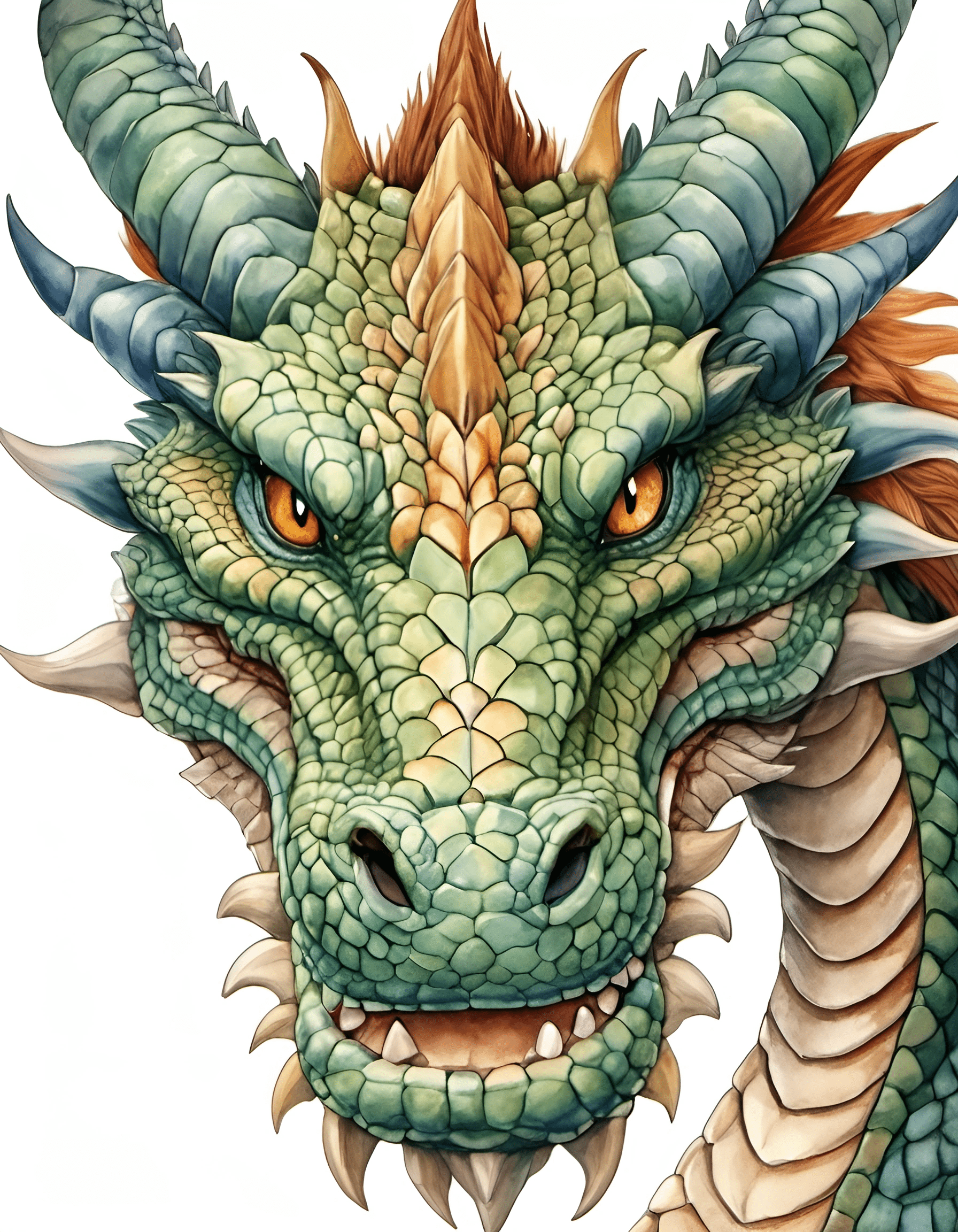 Majestic Green Dragon Portrait - Free Download - AI Scribbles