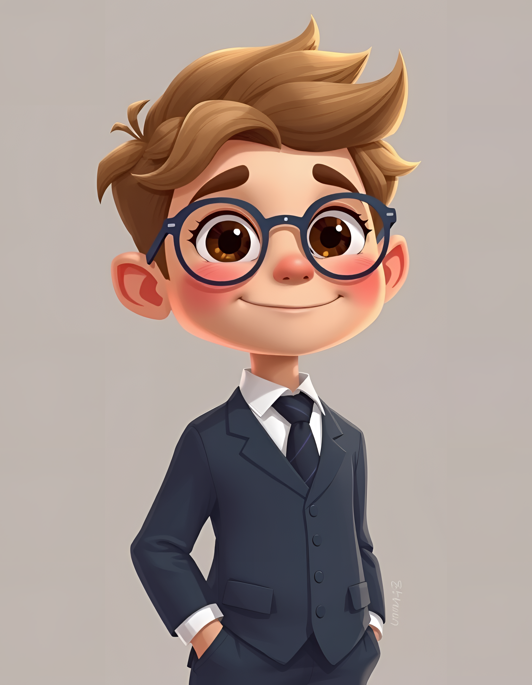 Cute Cartoon Boy in a Suit - Free Download - AI Scribbles