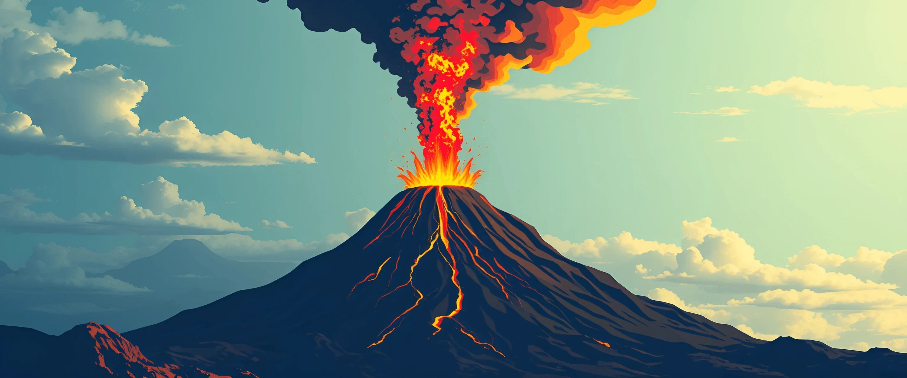 Erupting Volcano with Lava Flow - Free Download - AI Scribbles