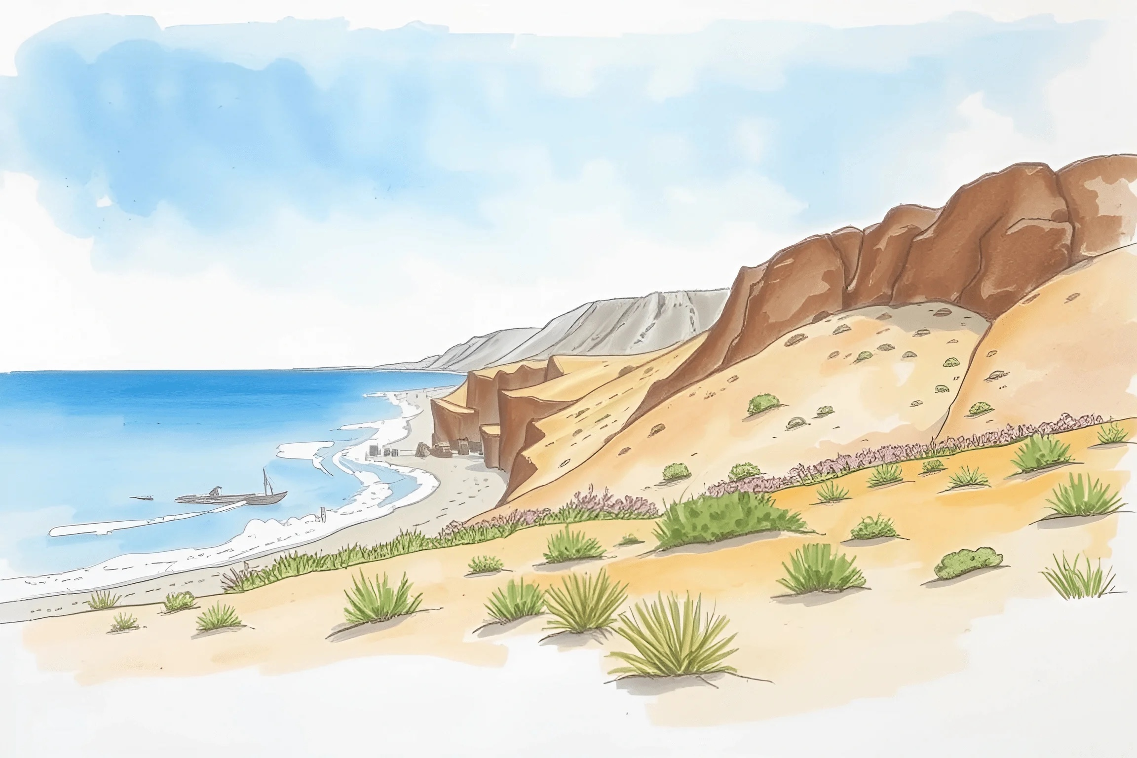 Coastal Landscape with Rocky Cliffs - Free Download - AI Scribbles