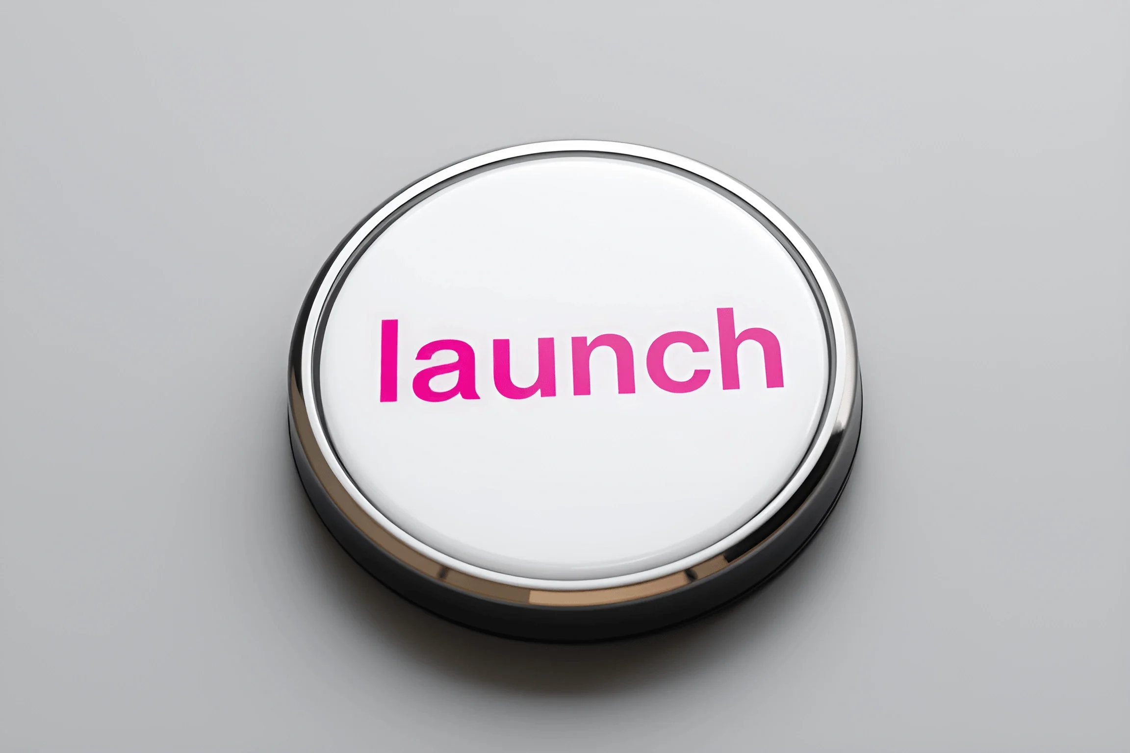 White Launch Button with Pink Text - Free Download - AI Scribbles