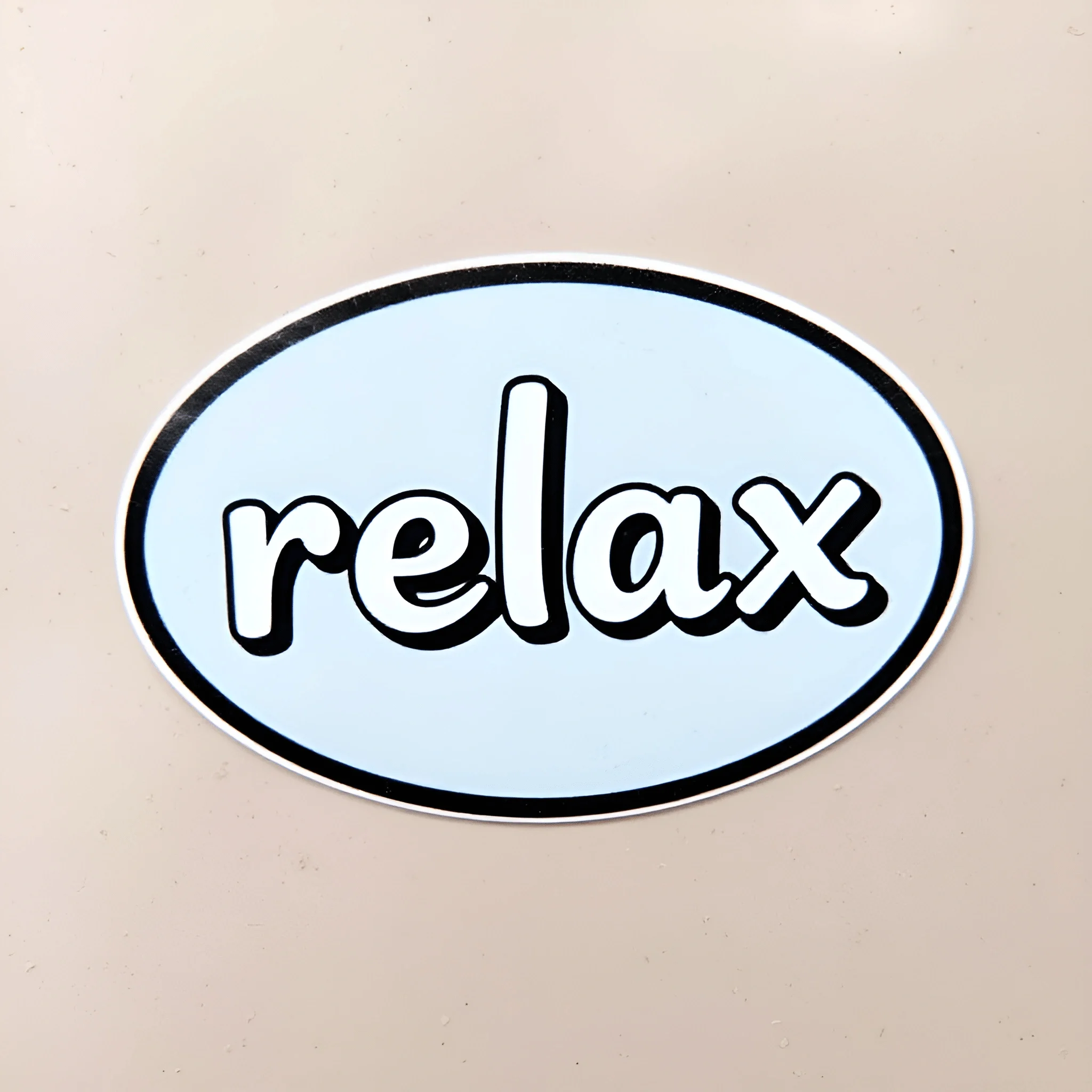 Relaxation Sticker Oval Relax Sticker With Black Outline - Free Download - AI Scribbles