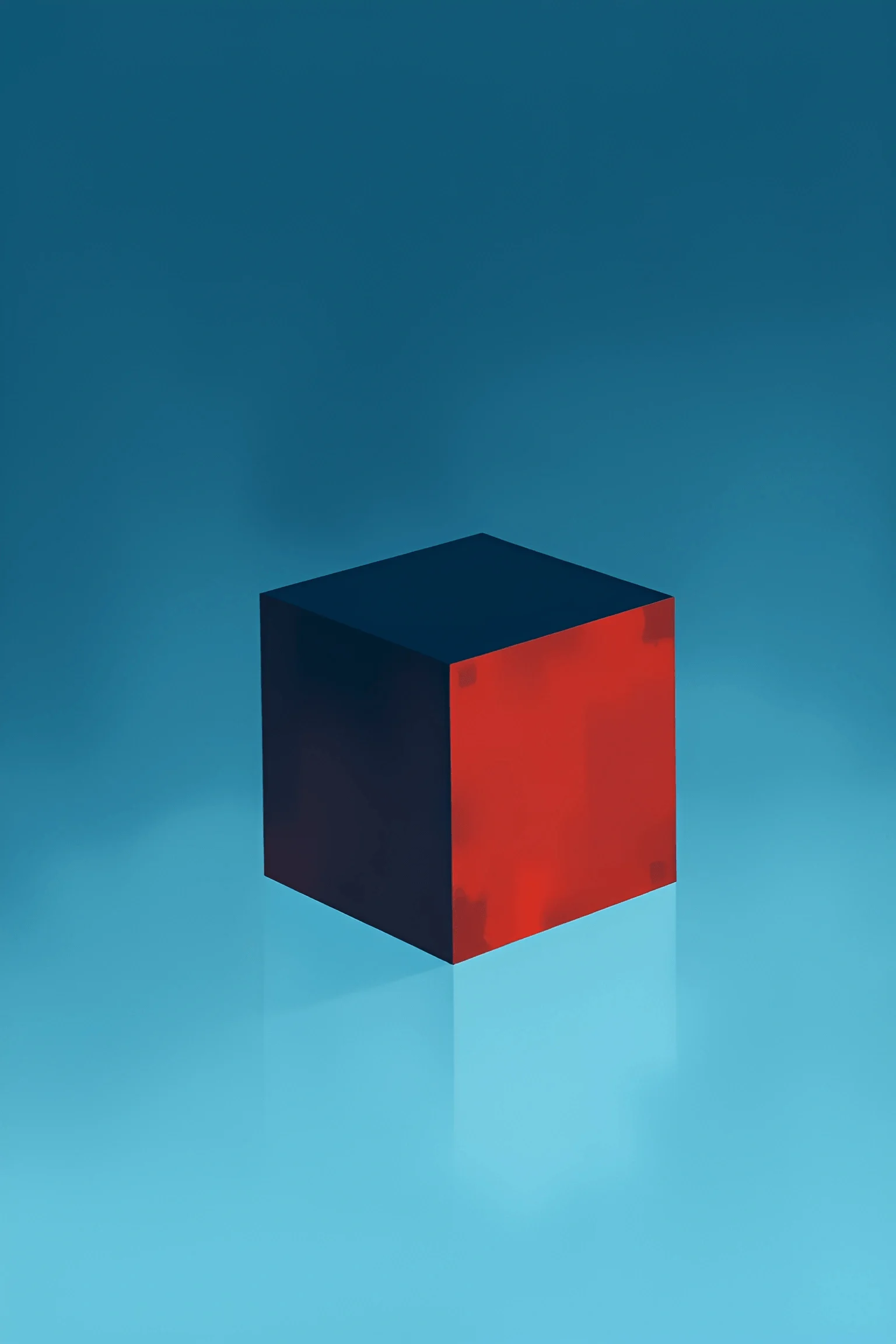 Minimalist Black and Red Cube on Blue Surface - Free Download - AI ...