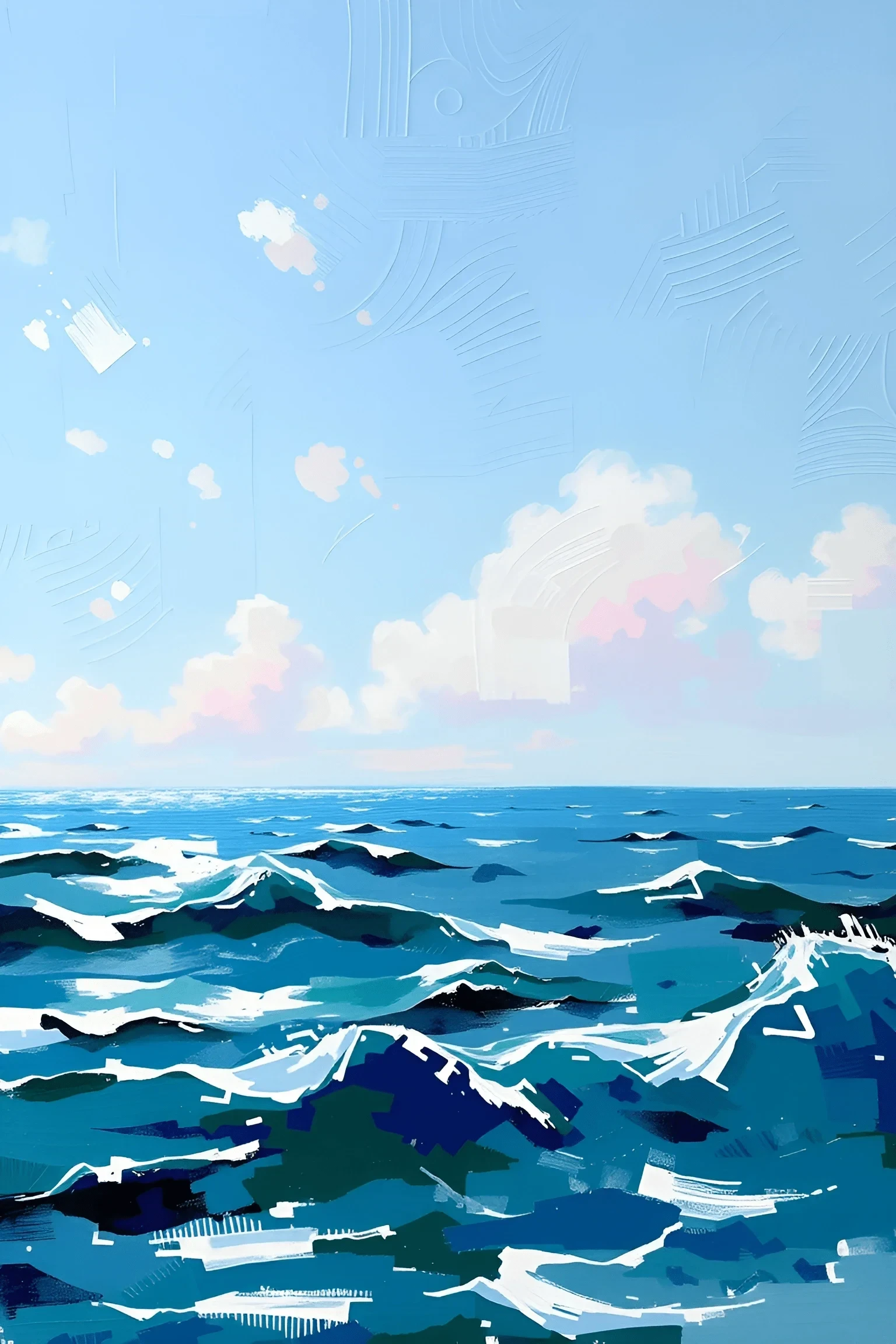 Ocean Draw Digital Abstract Digital Painting of Ocean Waves and Sky - Free Download - AI ...