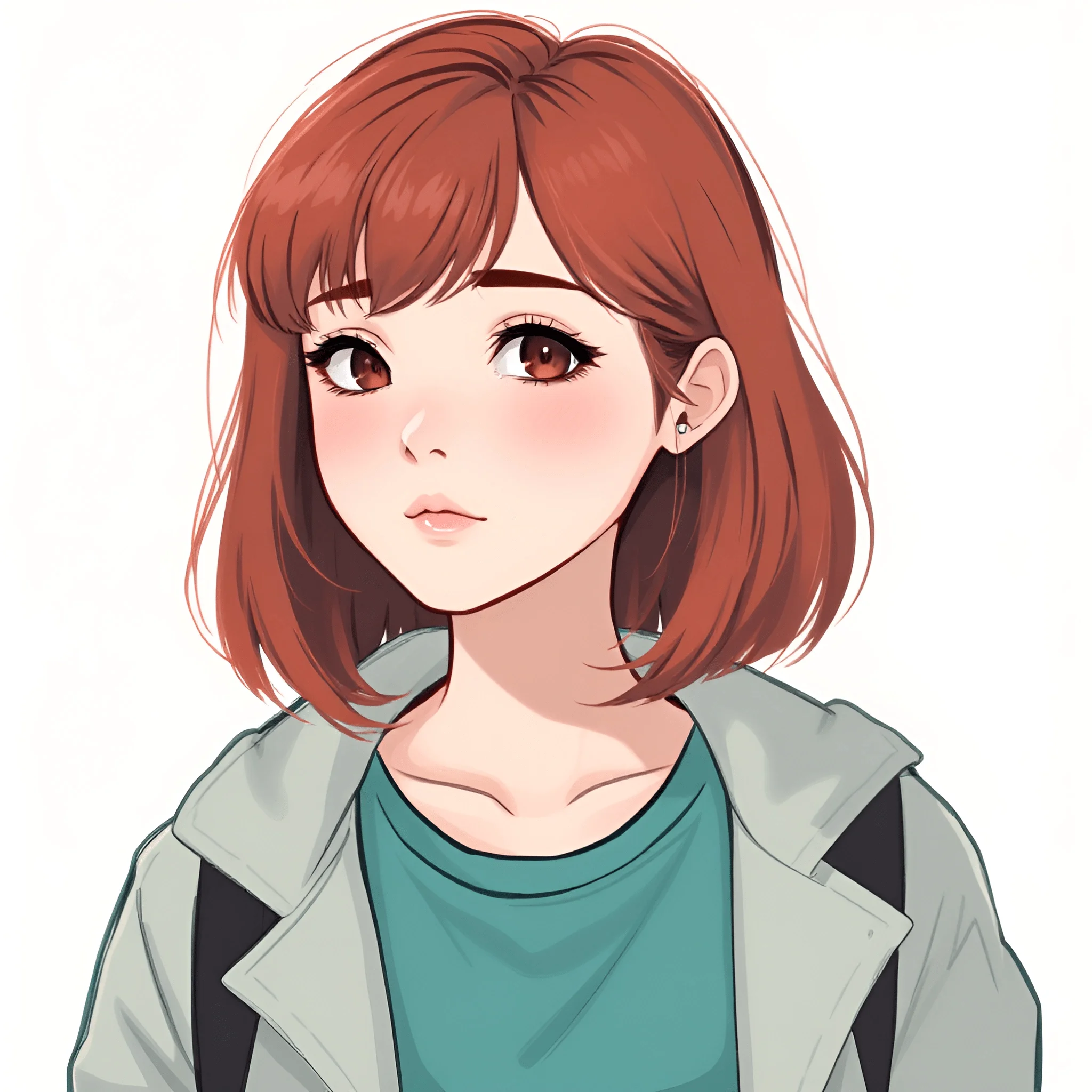 Anime Style Portrait of Young Woman with Red Hair - Free Download - AI ...