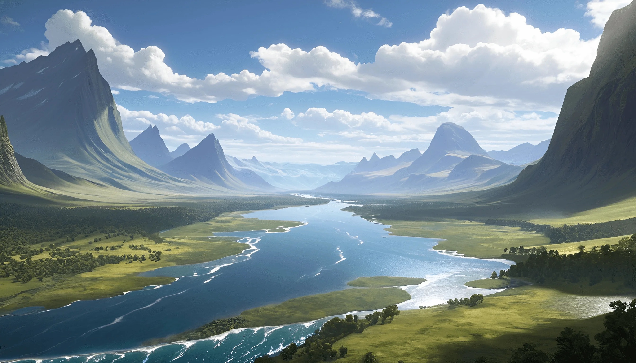 Majestic Mountain Landscape with Serene River - Free Download - AI ...