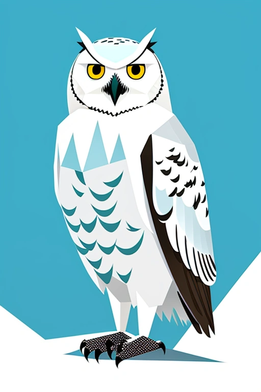 snowy owl with yellow eyes and yellow eyes sitting on a branch