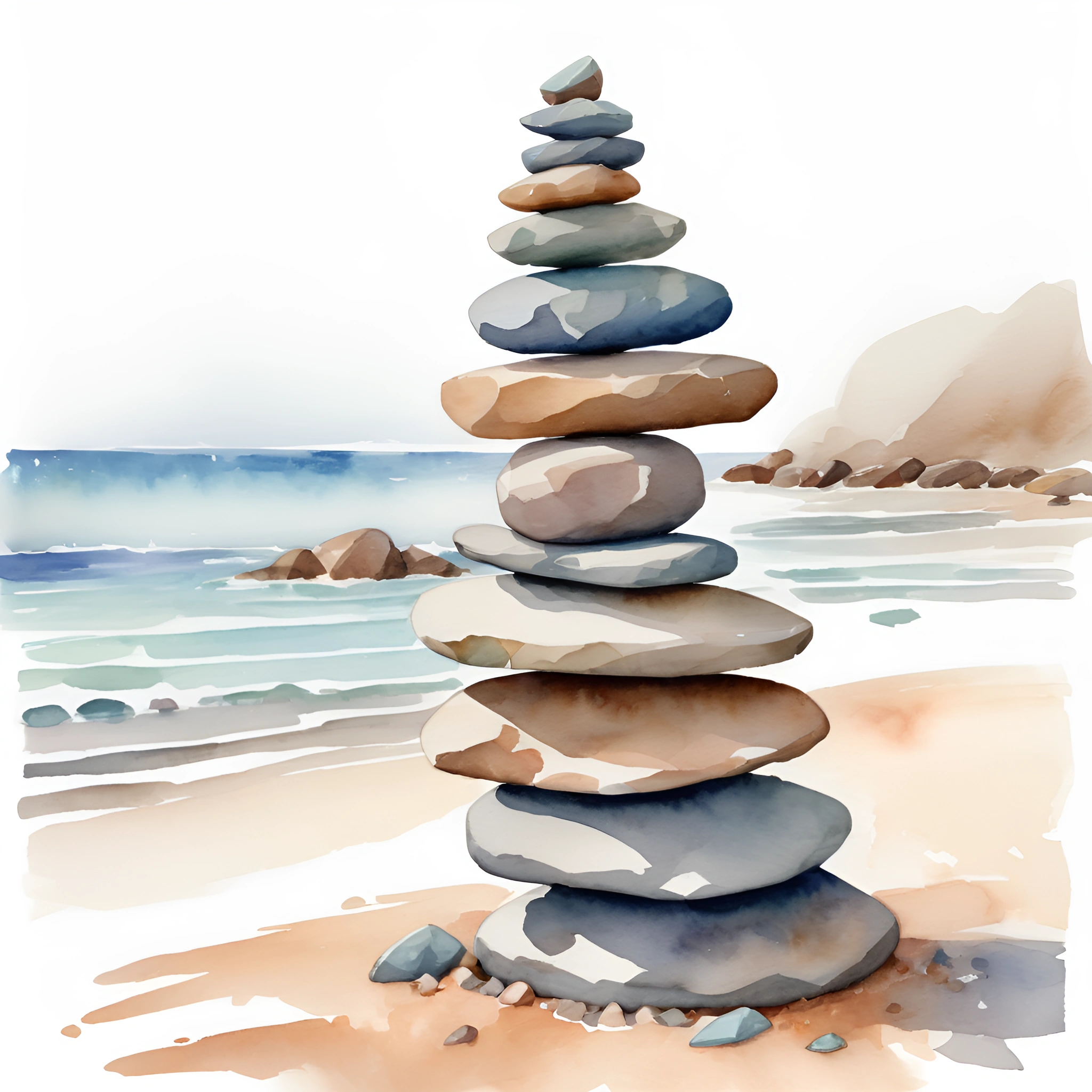 Gorgeous Stack Zen Stone Stack on Beach - Free Download - AI Scribbles