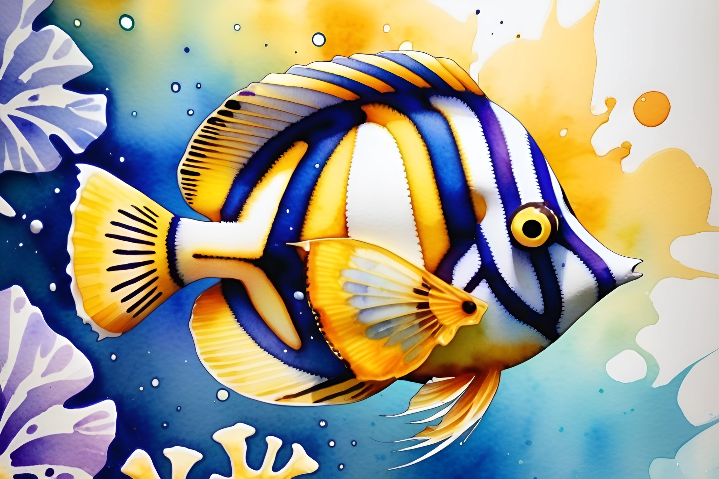 Vibrant Tropical Fish Watercolor - Free Download - AI Scribbles