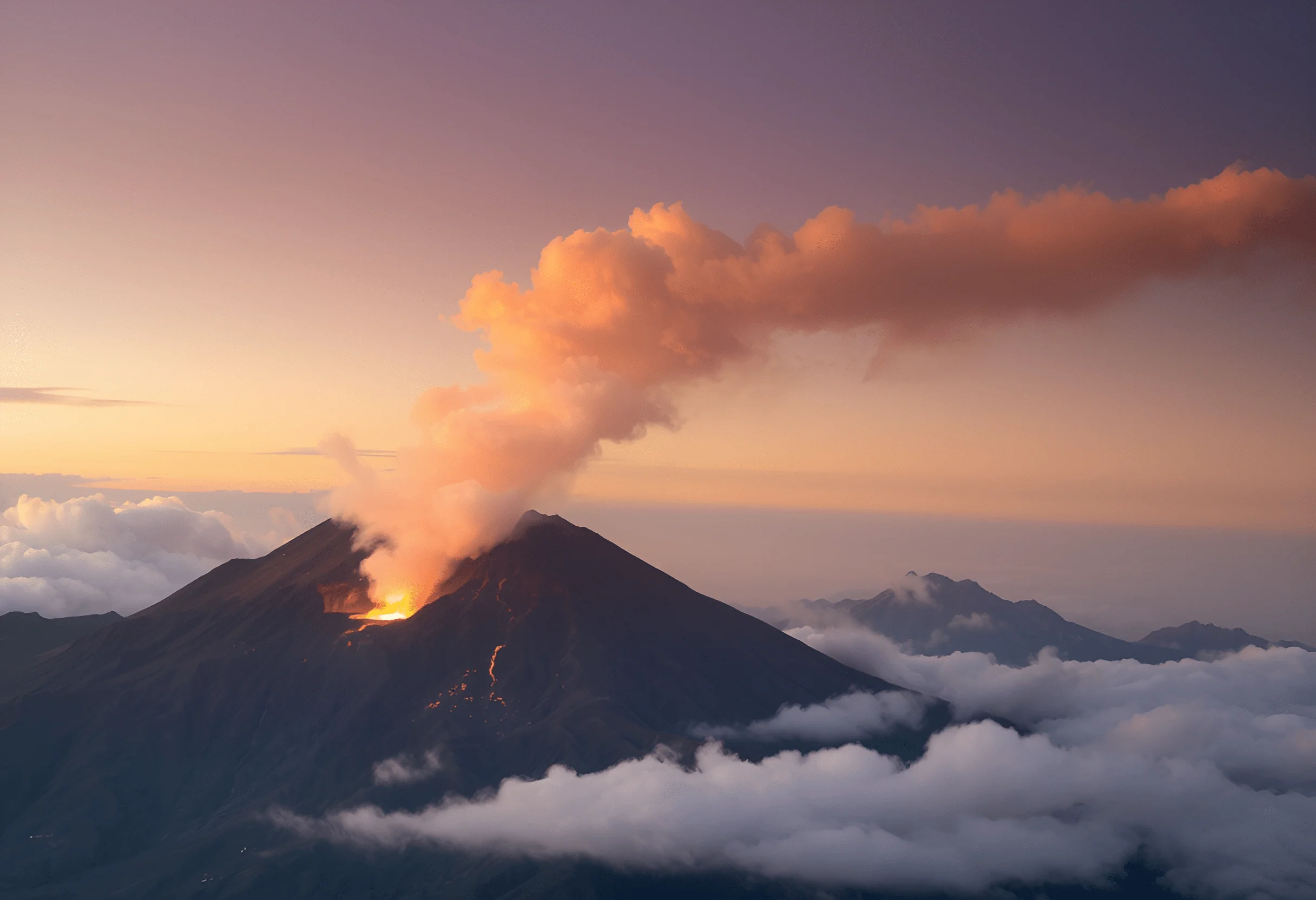 Acrive Volcano Active Volcano Eruption at Sunset - Free Download - AI Scribbles