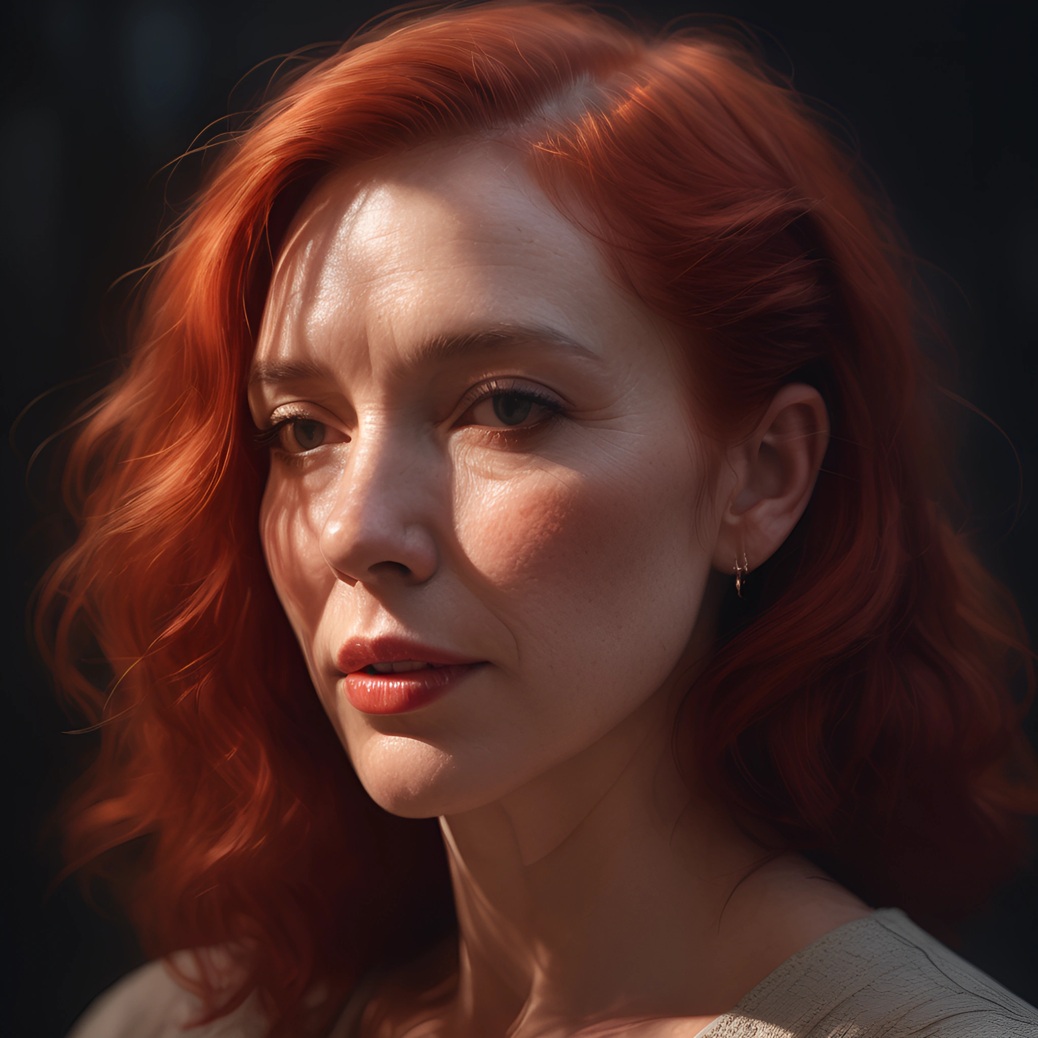 Soft Portrait of a Woman with Red Hair - Free Download - AI Scribbles