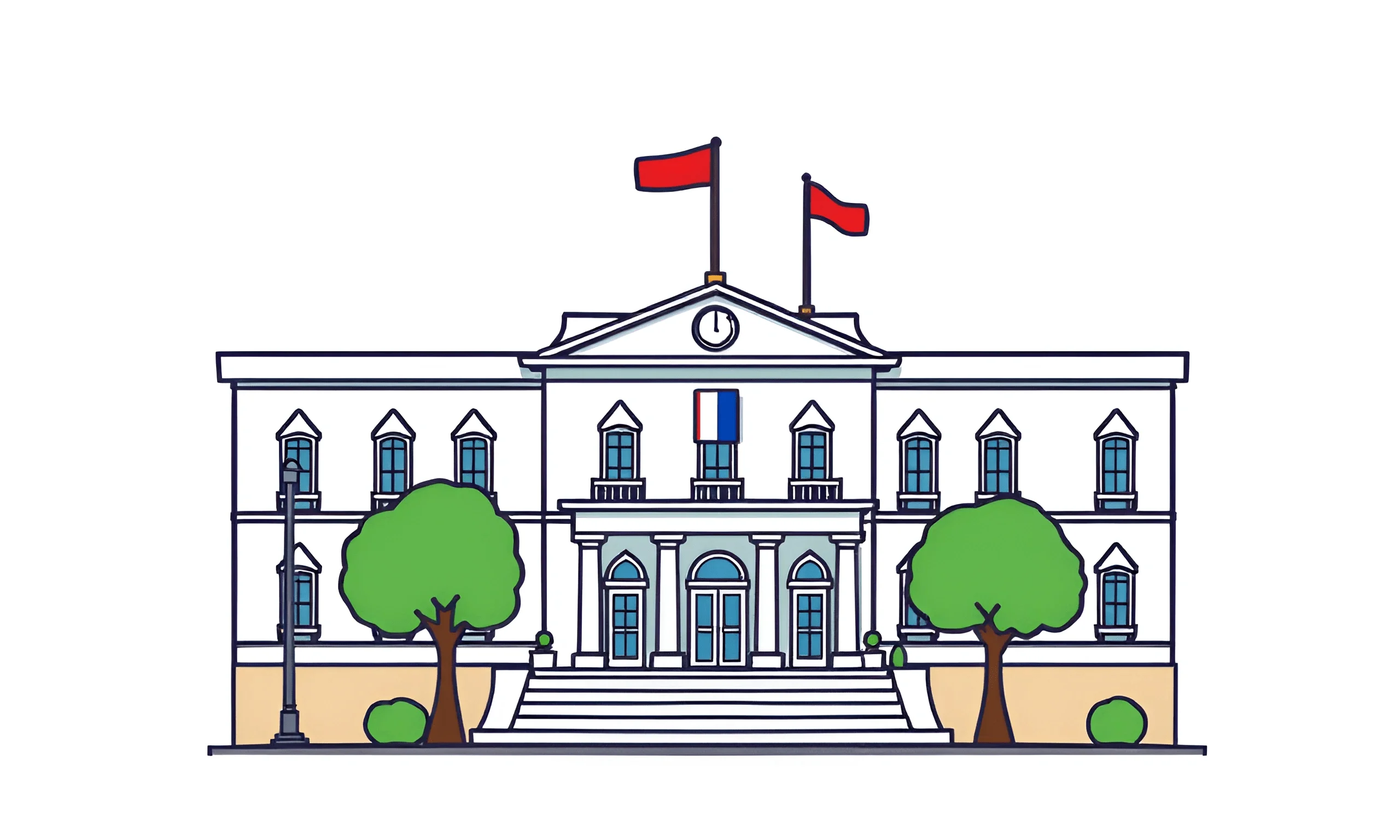 Cartoon Government Building Facade with Flags - Free Download - AI ...