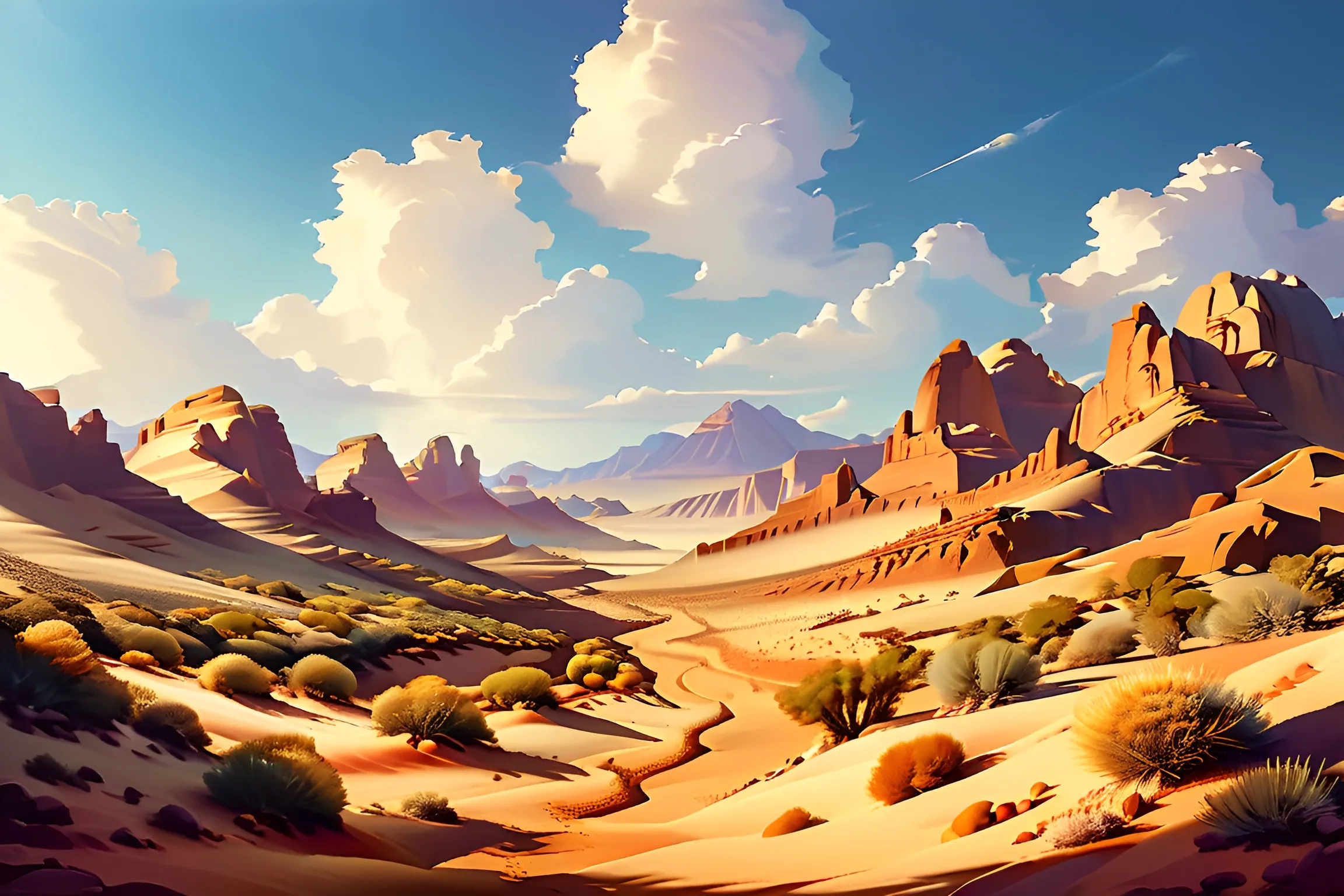 Desert Landscape with Dramatic Clouds - Free Download - AI Scribbles