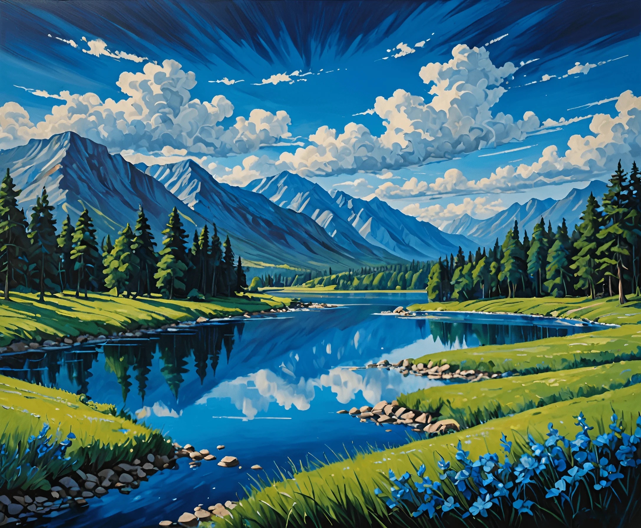 Vibrant Mountain Landscape with Reflective Lake - Free Download - AI ...