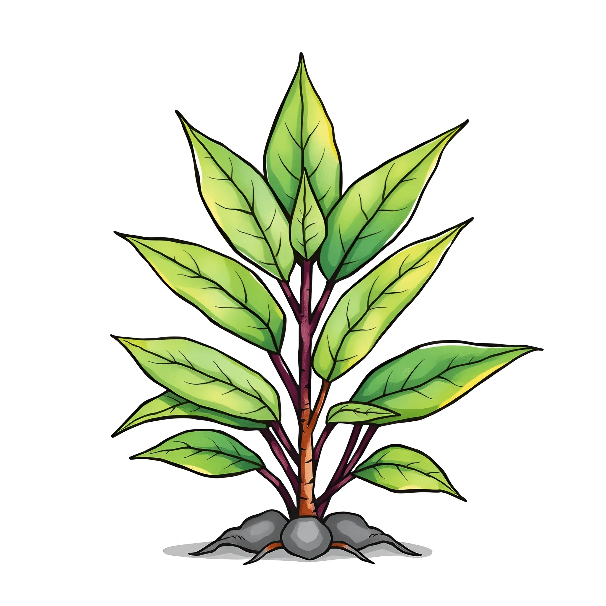 Scribbles Roots Illustration of a Green Plant with Roots - Free Download - AI Scribbles