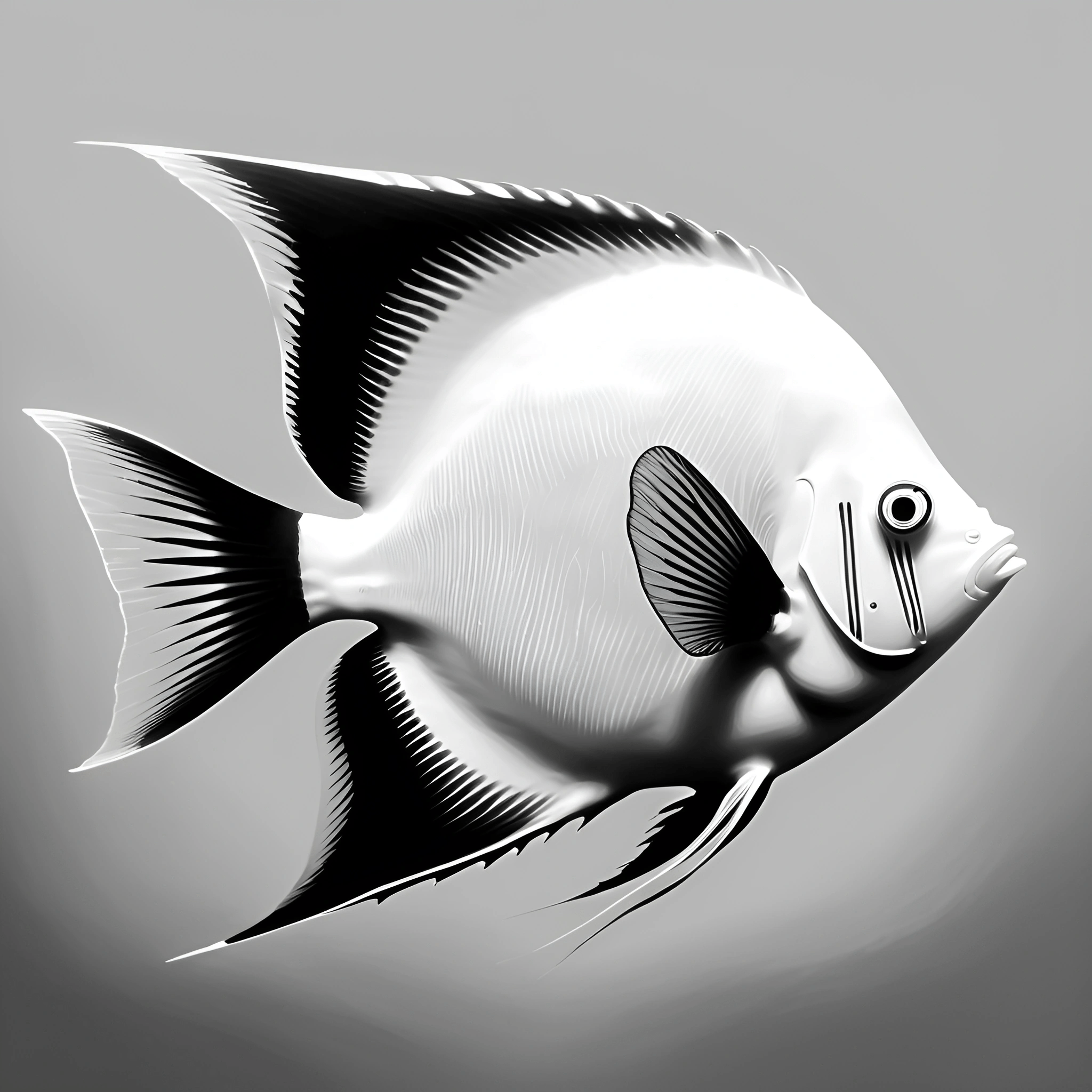 Monochrome Angelfish Artwork - Free Download - AI Scribbles