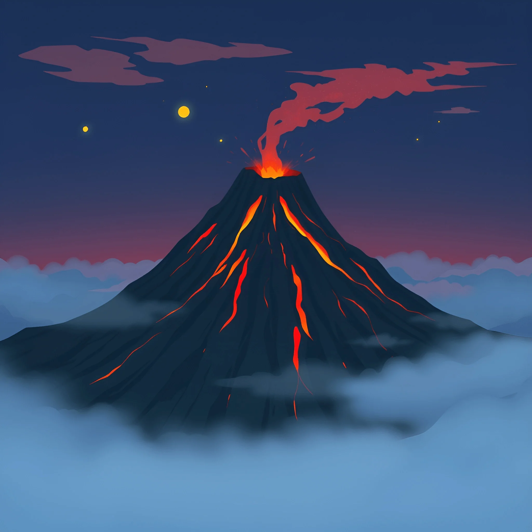Erupting Volcano at Dusk - Free Download - AI Scribbles