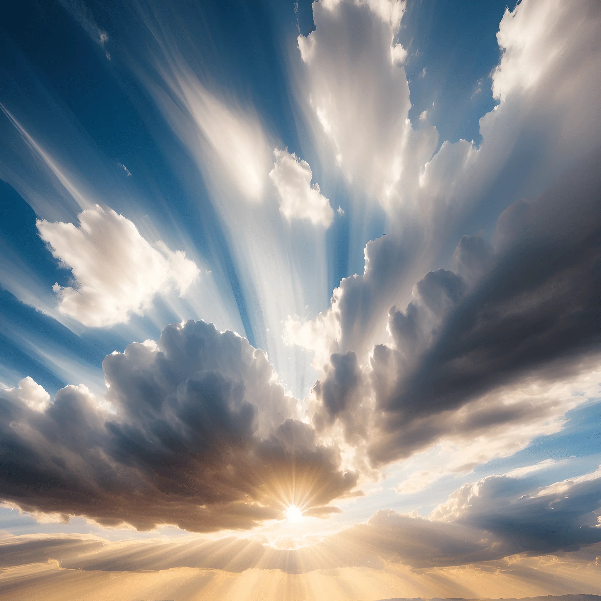 Sunrise With Rays Dramatic Sunrise with Radiant Clouds - Free Download - AI Scribbles