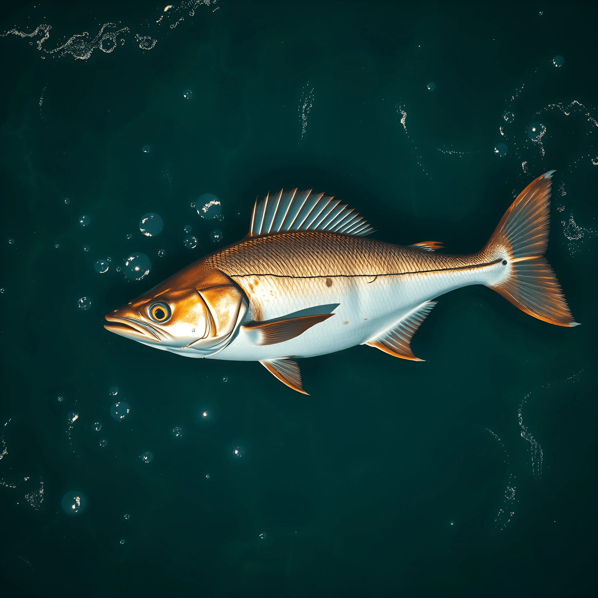 Golden Fish Swimming in Deep Water - Free Download - AI Scribbles