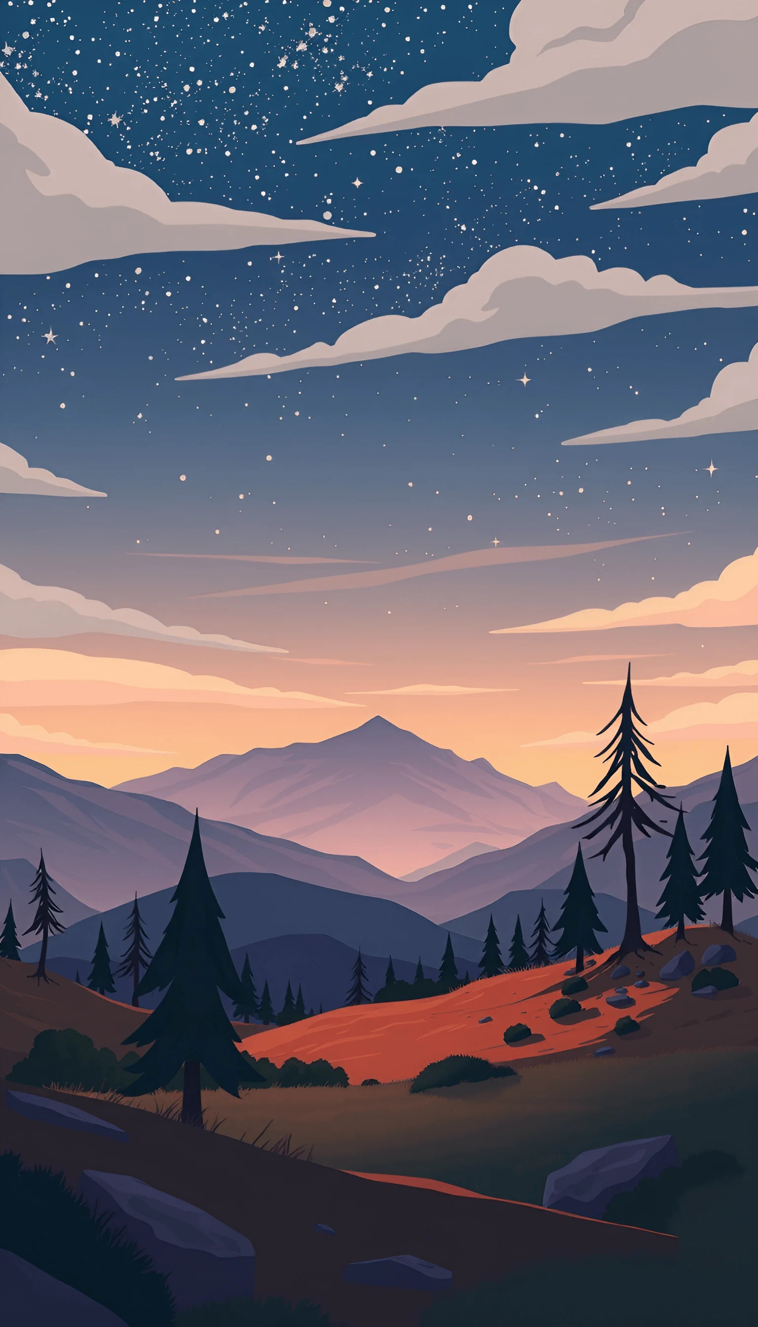 Mountain Landscape Under Starry Sky - Free Download - AI Scribbles