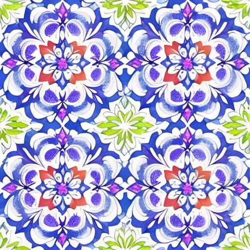 a close up of a colorful flower pattern on a white background