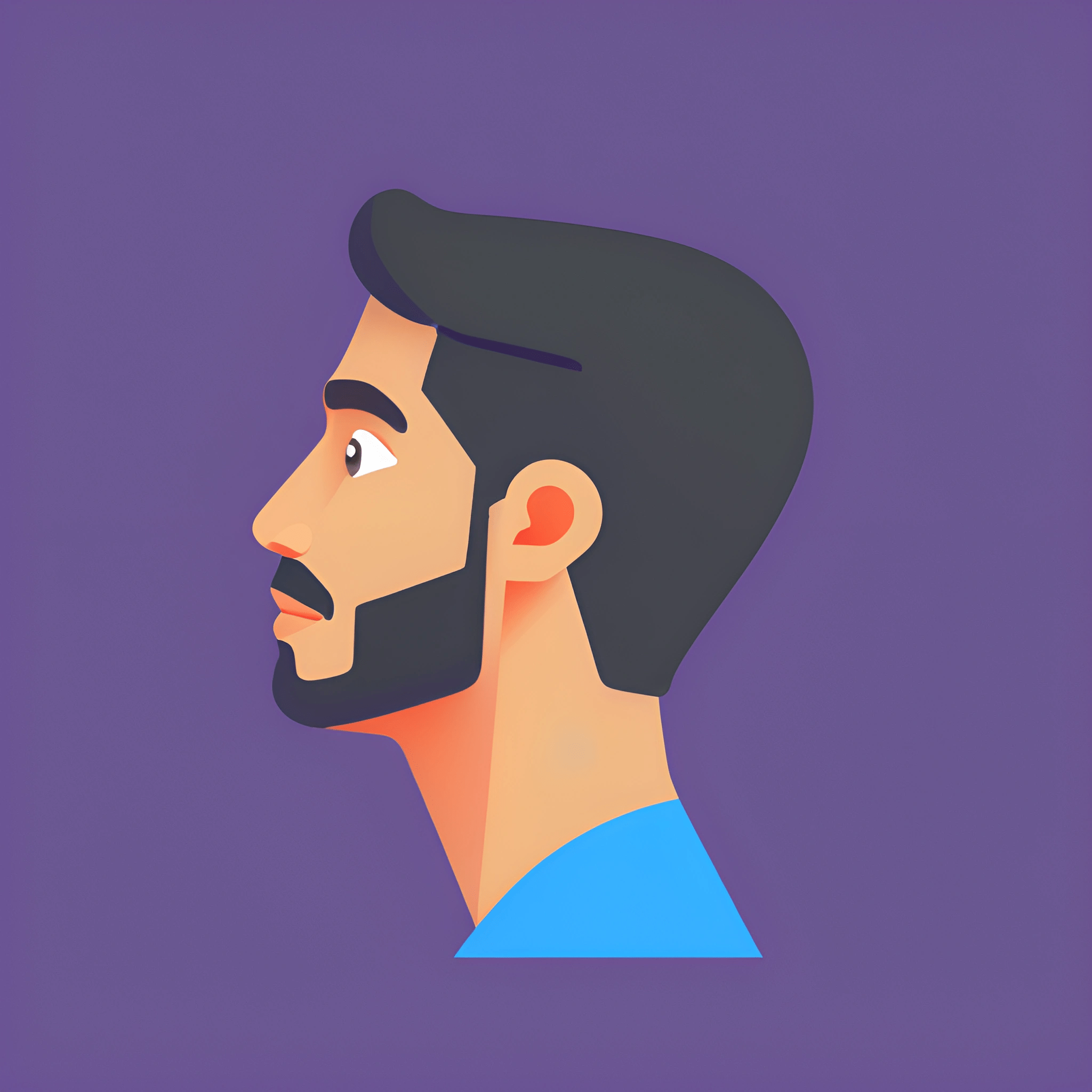 Profile Illustration of a Bearded Man - Free Download - AI Scribbles
