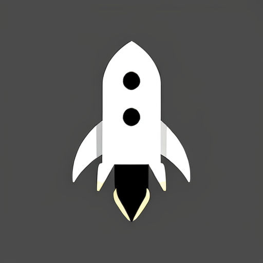 a white rocket ship with black spots on the side