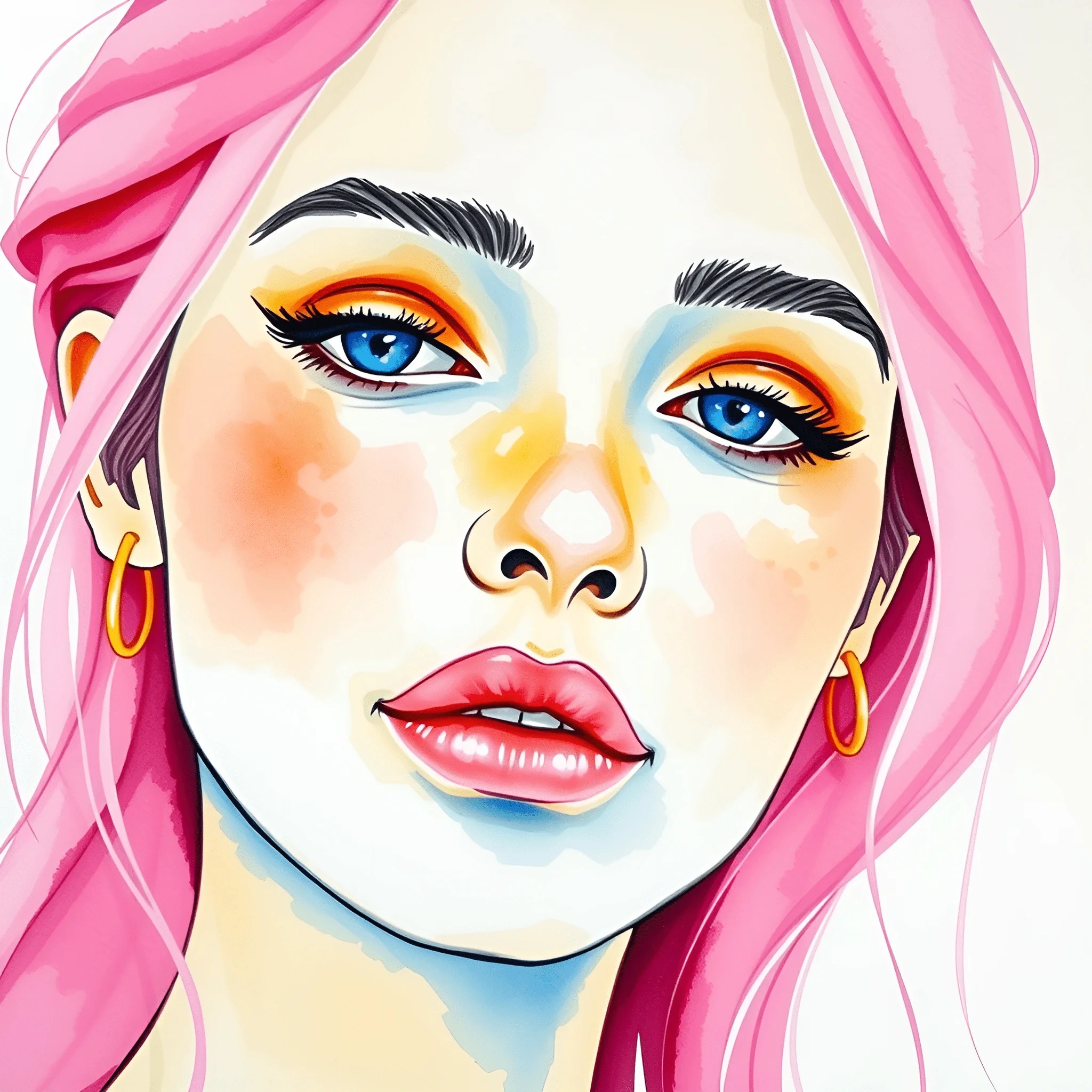 Contemporary Portrait of a Young Woman with Pink Hair - Free Download ...