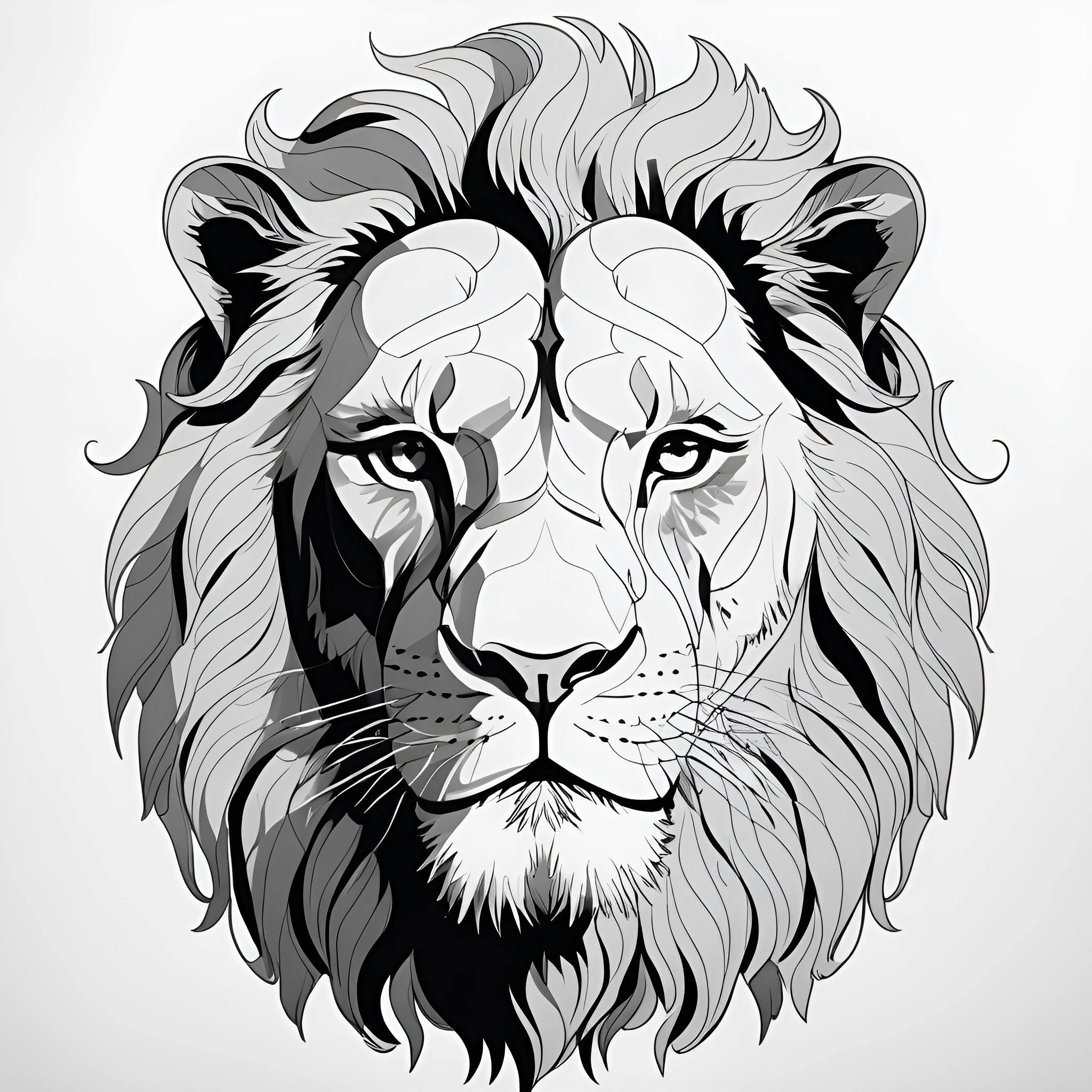 Lion Colorless Monochrome Lion Illustration - Free Download - AI Scribbles