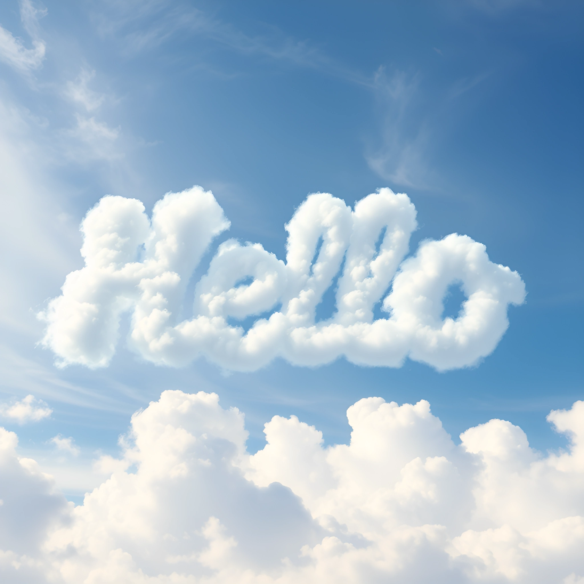 Hello Word Formed by Clouds in Blue Sky - Free Download - AI Scribbles