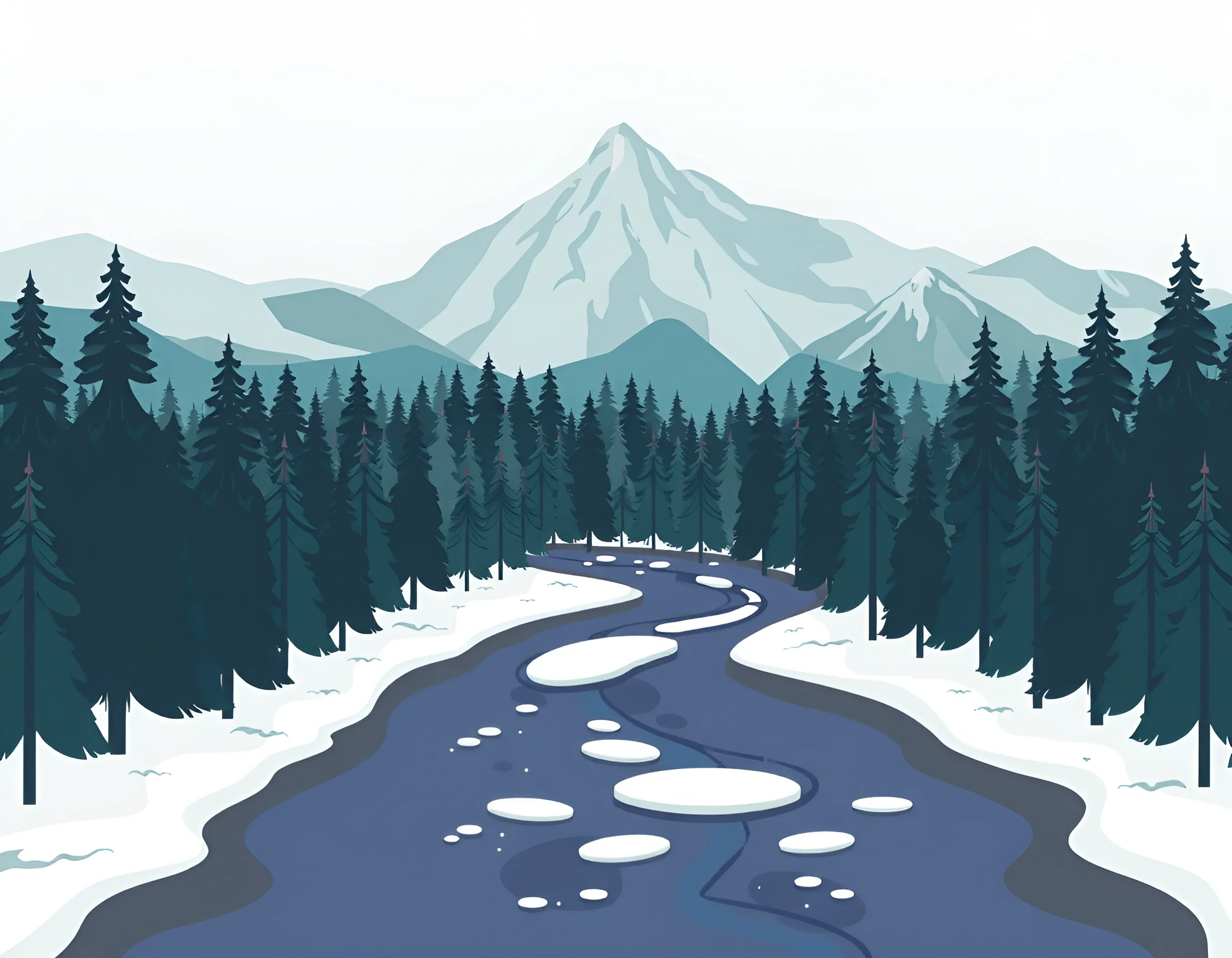 Snowy Mountain Landscape with Meandering River - Free Download - AI ...