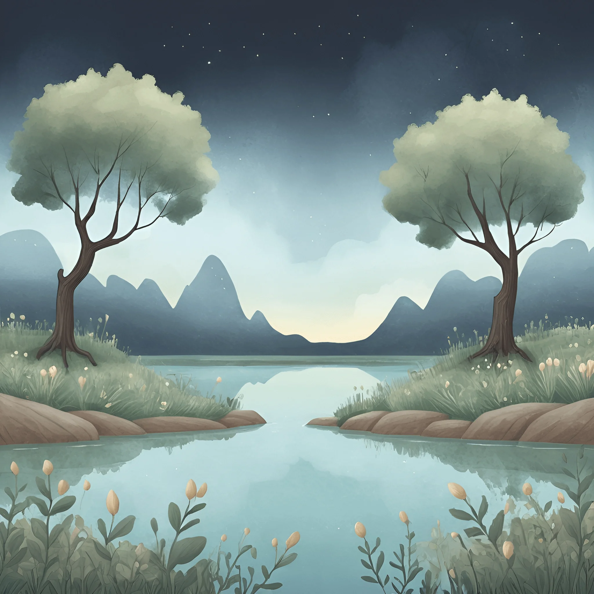 Serene Nature Landscape with Reflection - Free Download - AI Scribbles