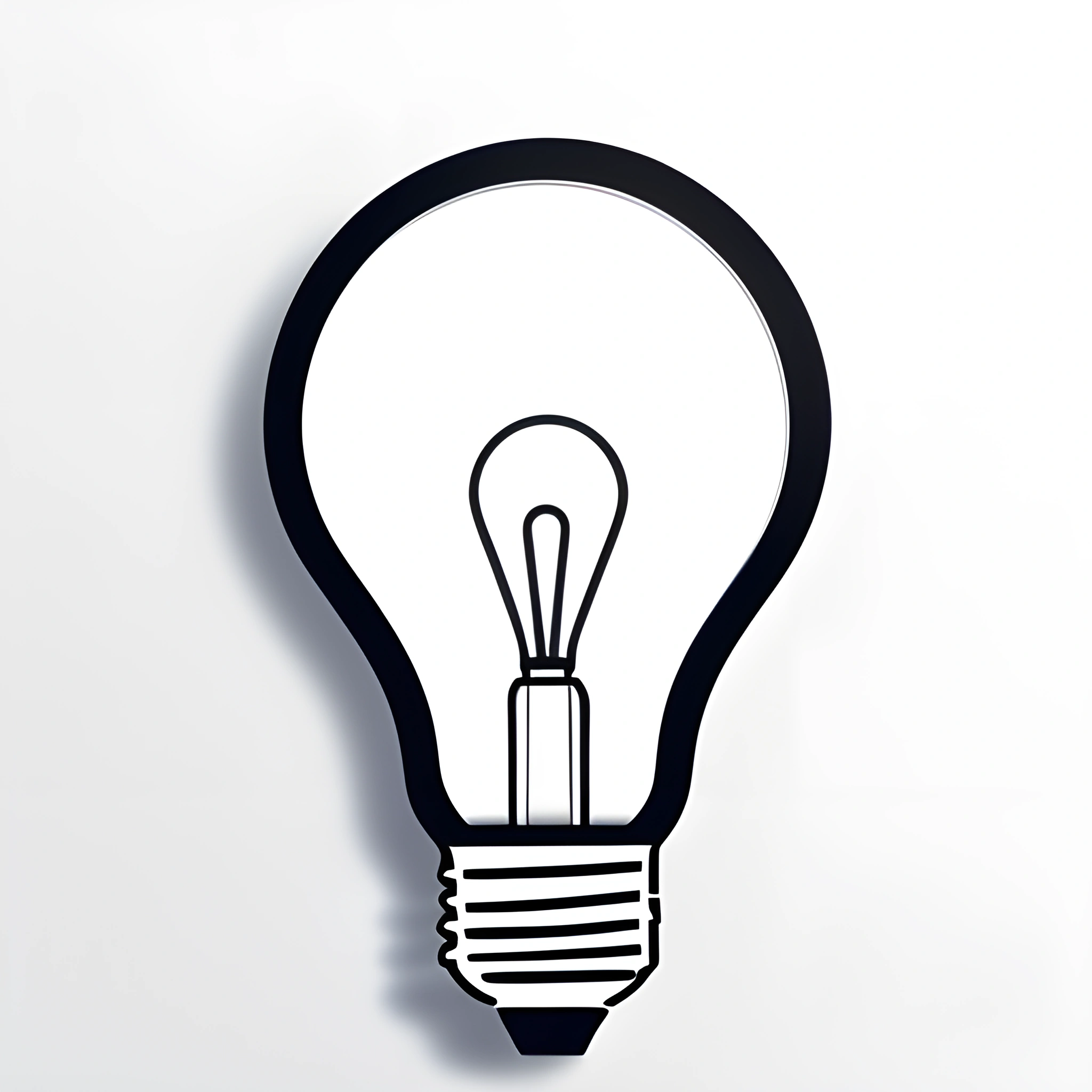 a light bulb with a black outline on it