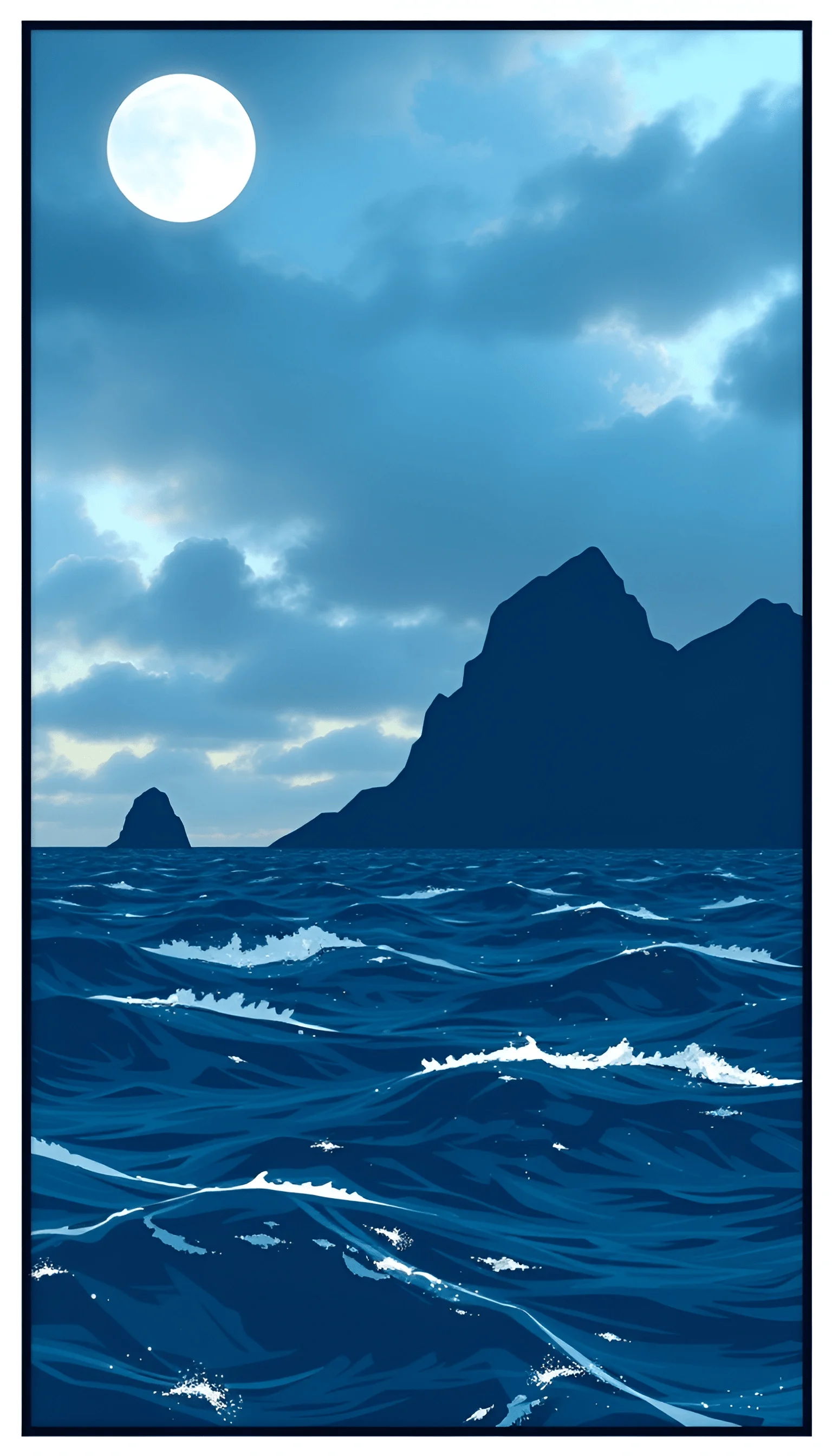 Moonlit Ocean Landscape - Free Download - AI Scribbles