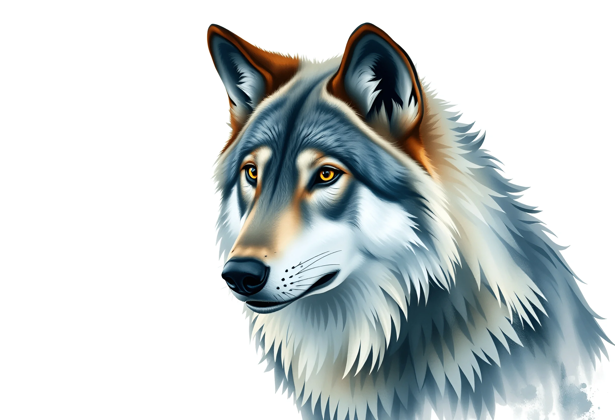 Digital Illustration Of Gray Wolf Portrait - Free Download - AI Scribbles