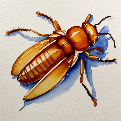 painting of a beetle with a long, thin body and a thin body