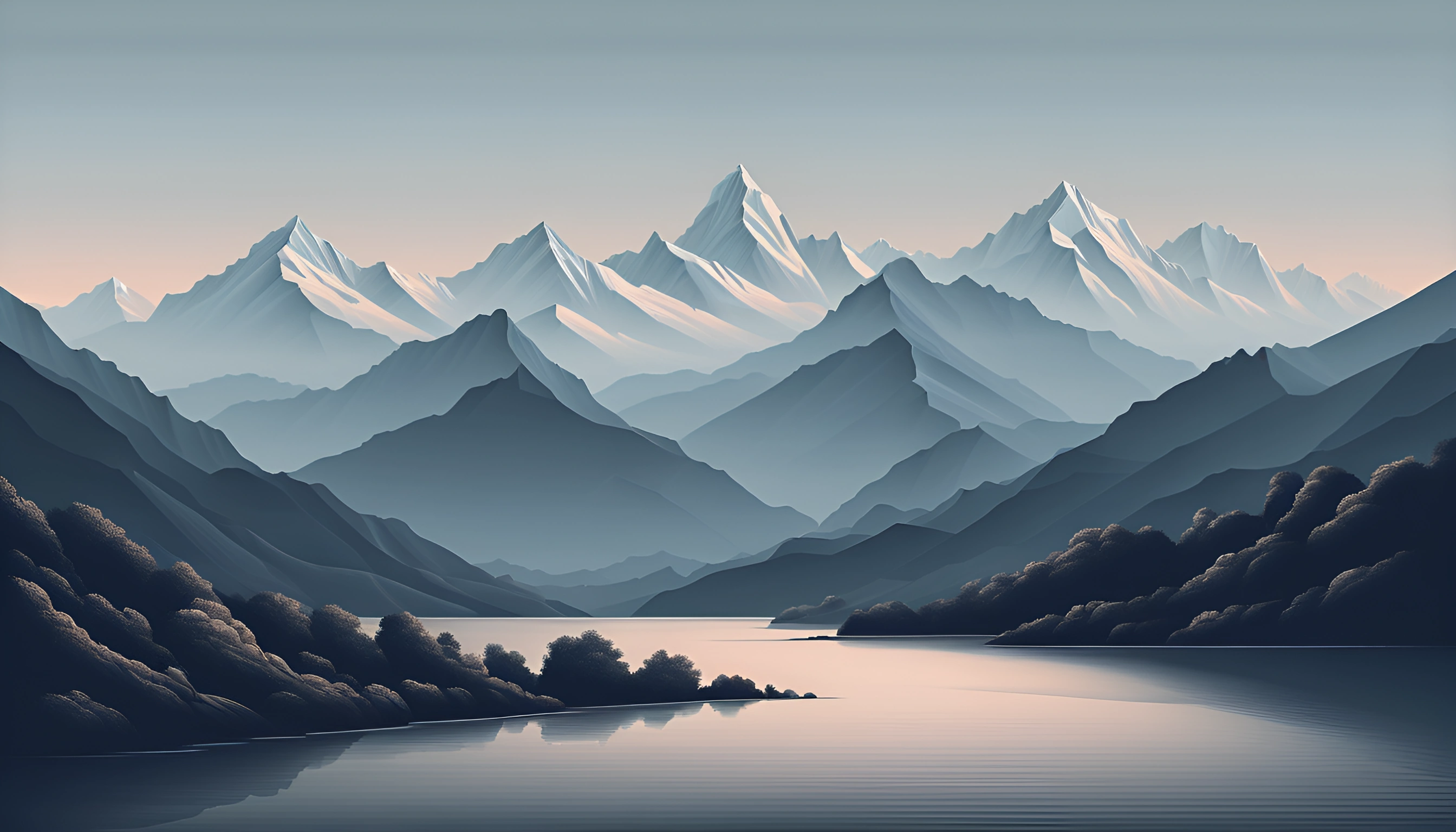 Serene Mountain Landscape with River - Free Download - AI Scribbles