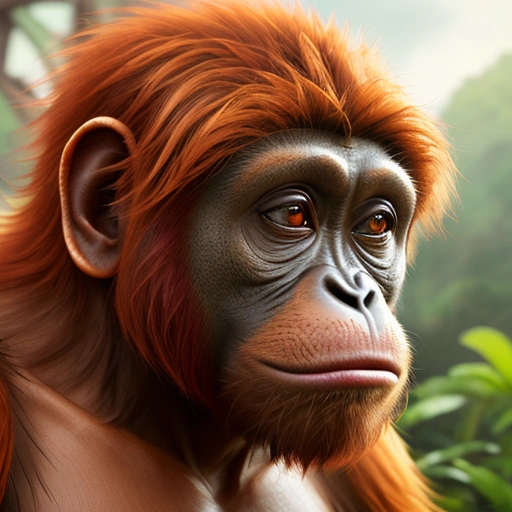 a close up of a monkey with a red hair