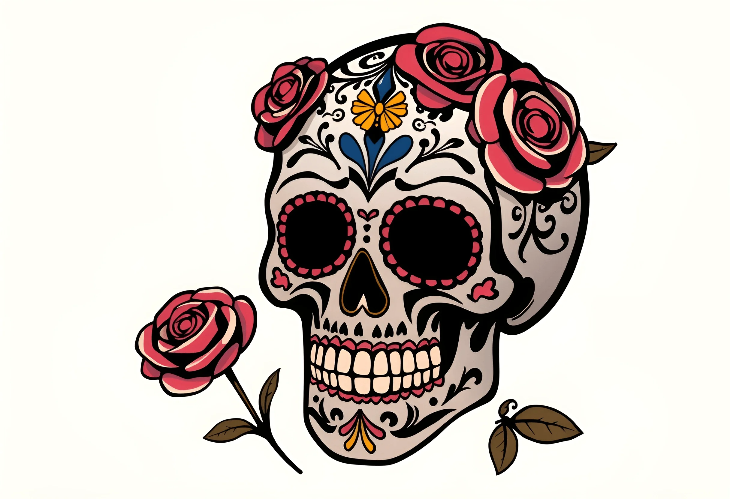 Small Skull With Roses Decorative Skull with Roses - Free Download - AI Scribbles