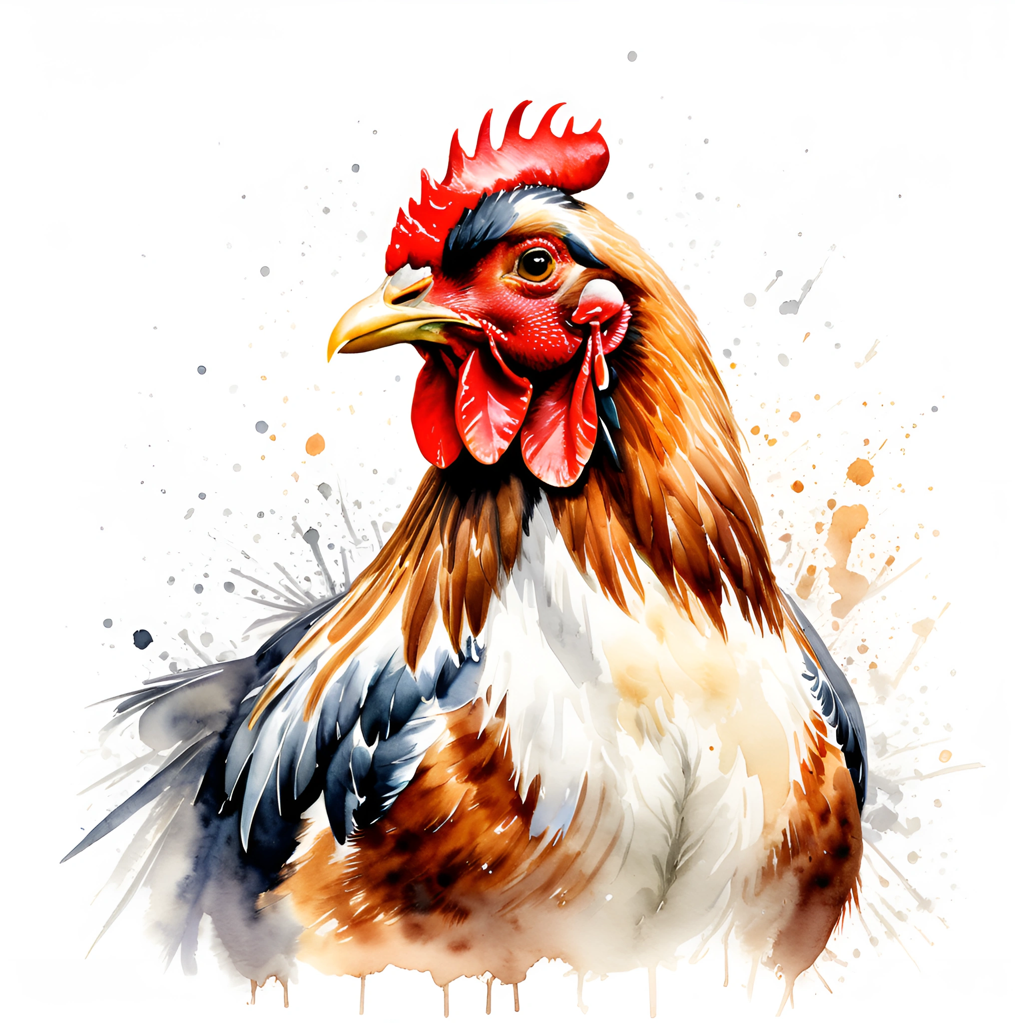 Realistic Watercolor Chicken Portrait - Free Download - AI Scribbles