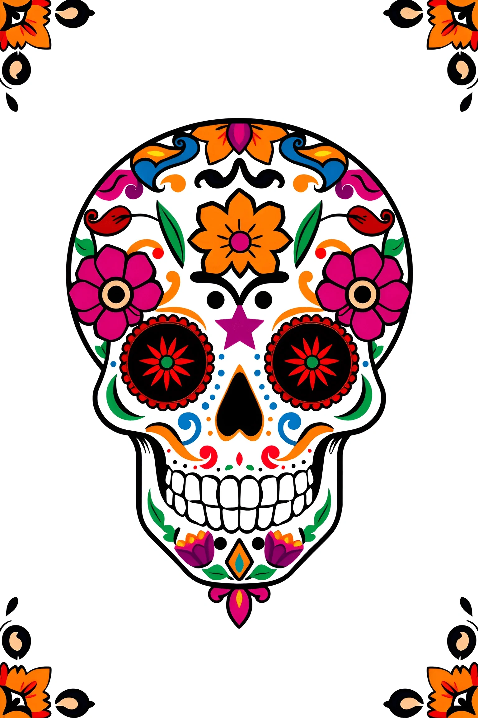 Colorful Mexican Sugar Skull Illustration - Free Download - AI Scribbles