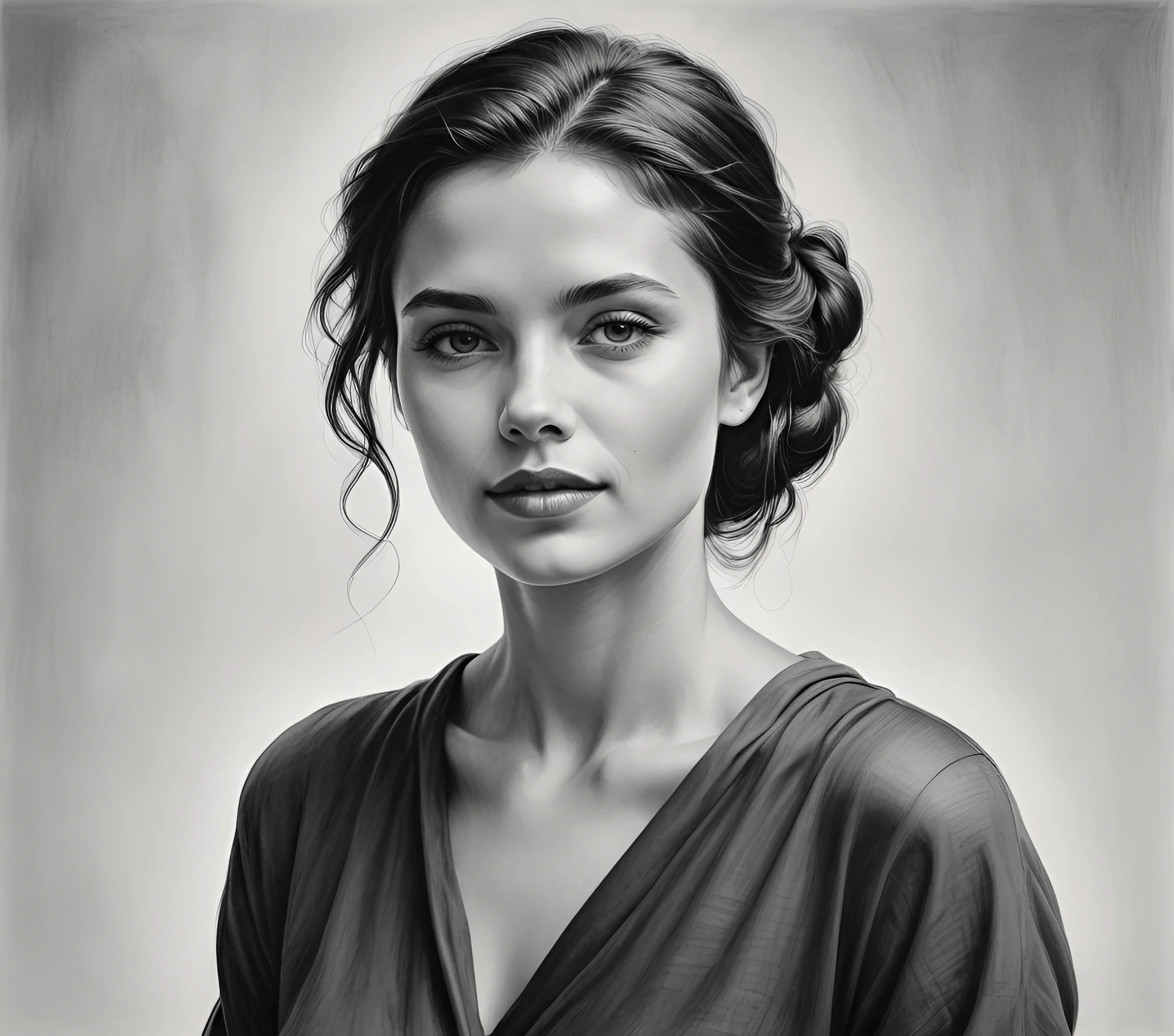 Black and White Portrait of a Young Woman - Free Download - AI Scribbles