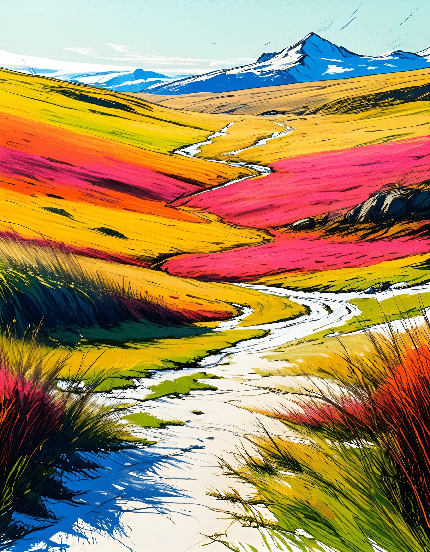 Vibrant Landscape with Flowing River and Mountains - Free Download - AI ...