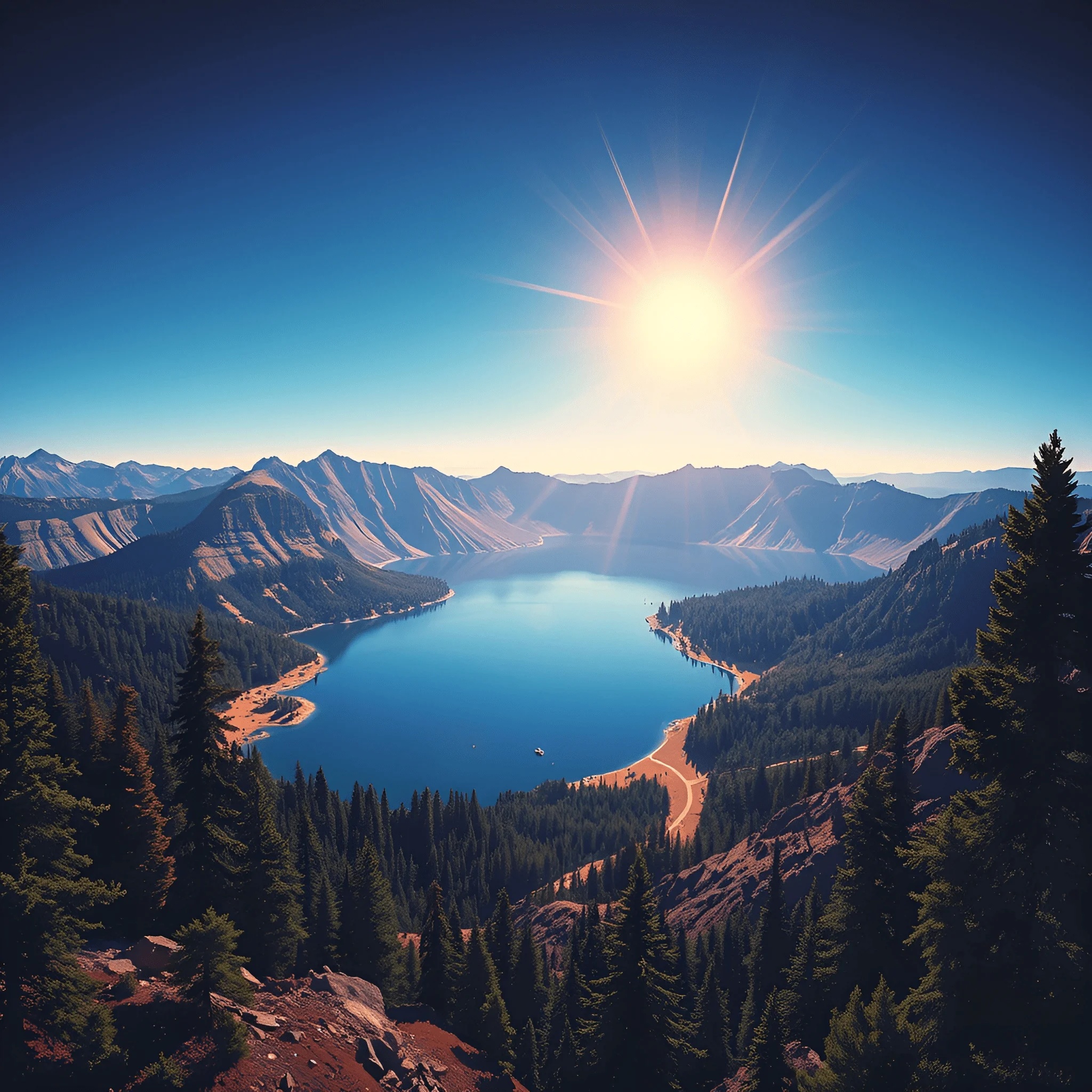 Panoramic View of Serene Mountain Lake - Free Download - AI Scribbles