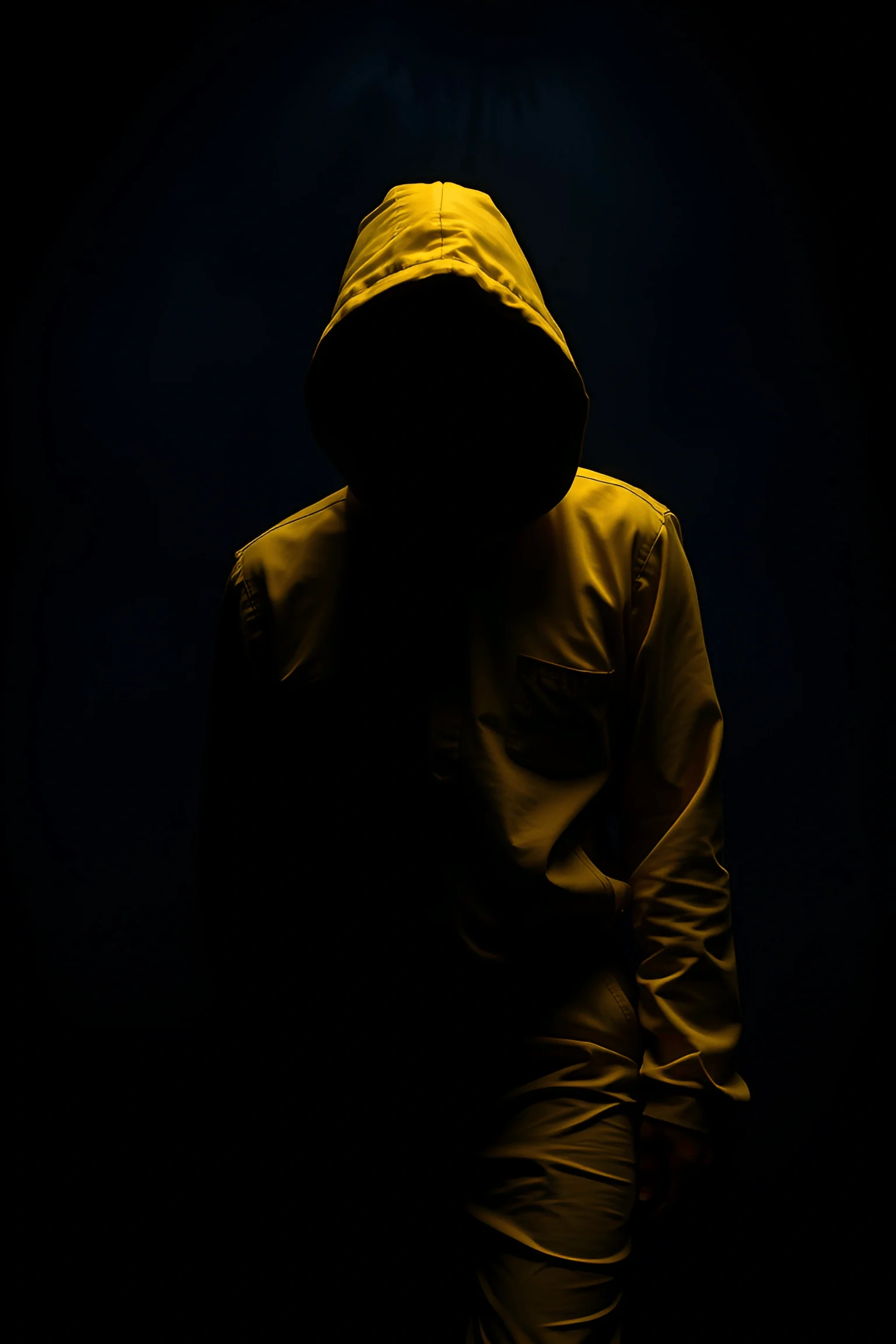 Mysterious Figure in Yellow Hooded Jacket - Free Download - AI Scribbles