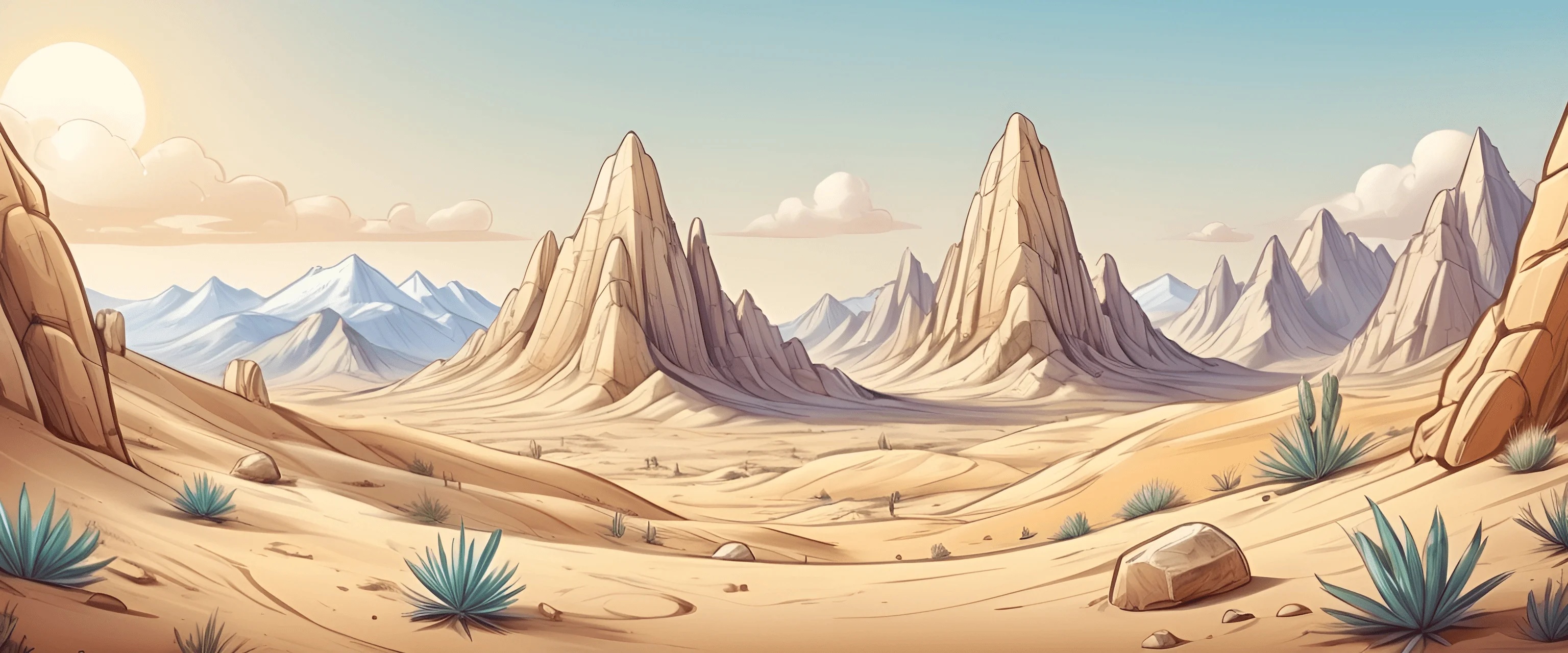 Desert Landscape with Majestic Mountains - Free Download - AI Scribbles
