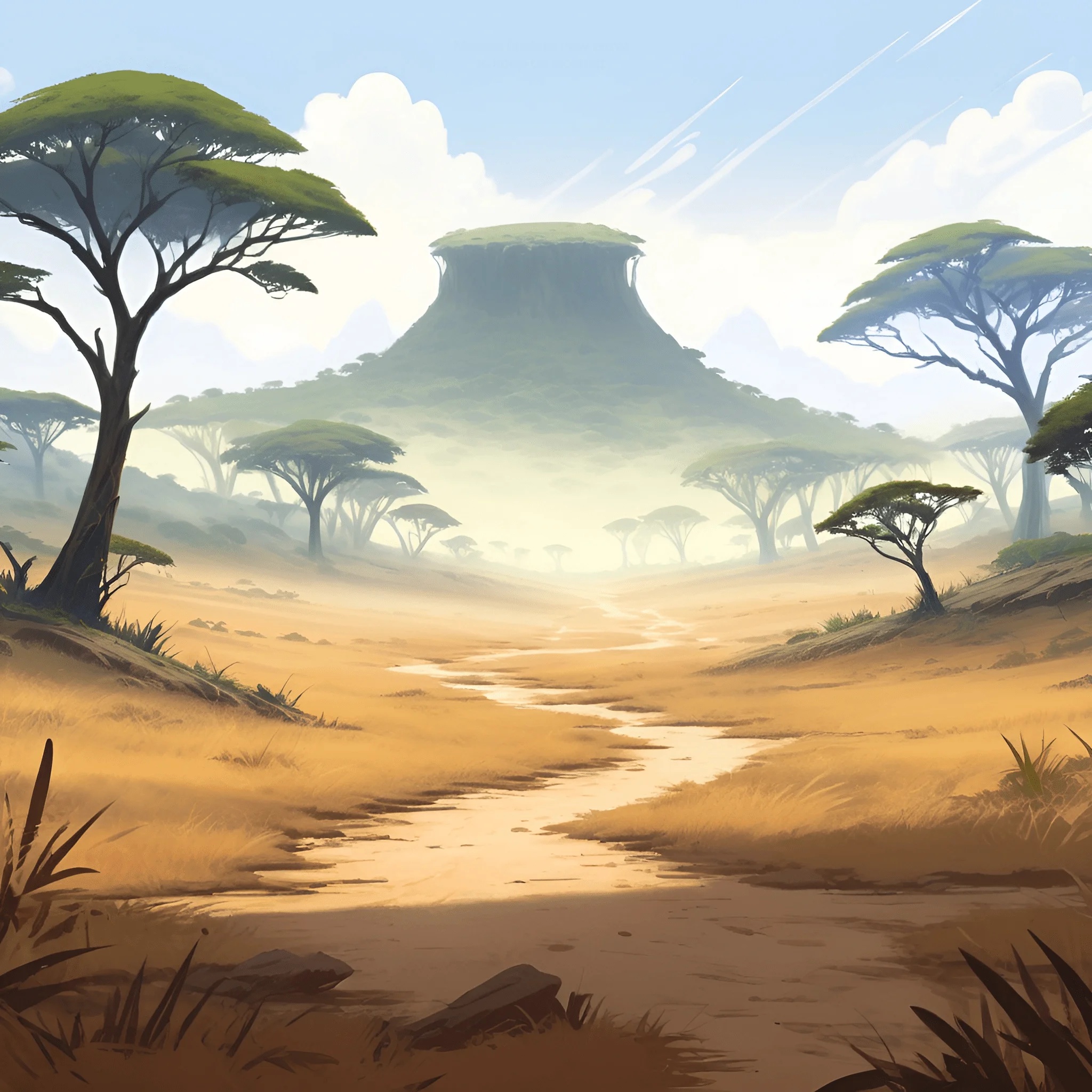 Serene African Landscape With Acacia Trees - Free Download - AI Scribbles